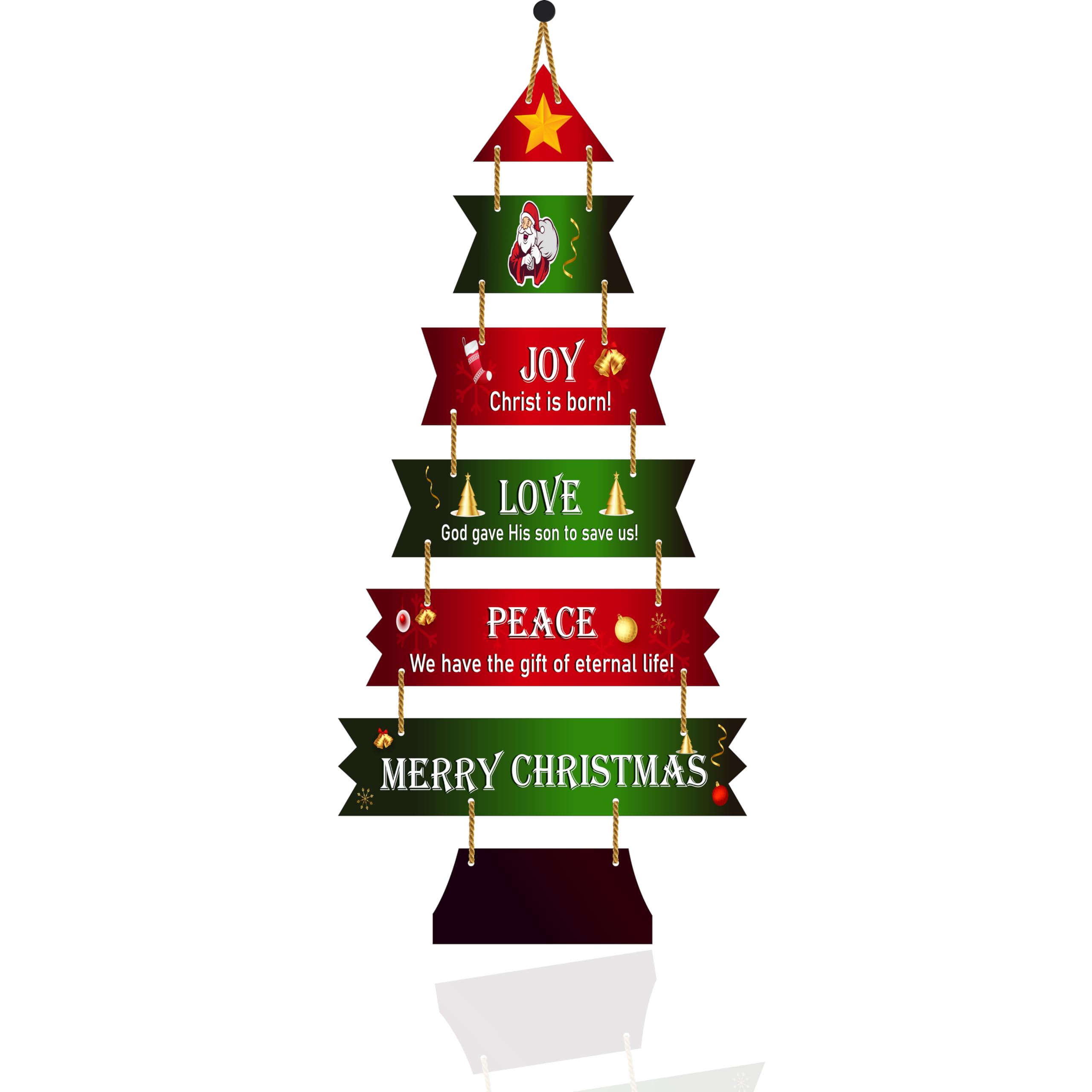 Wooden Merry Christmas wall hanging decor for door or wall