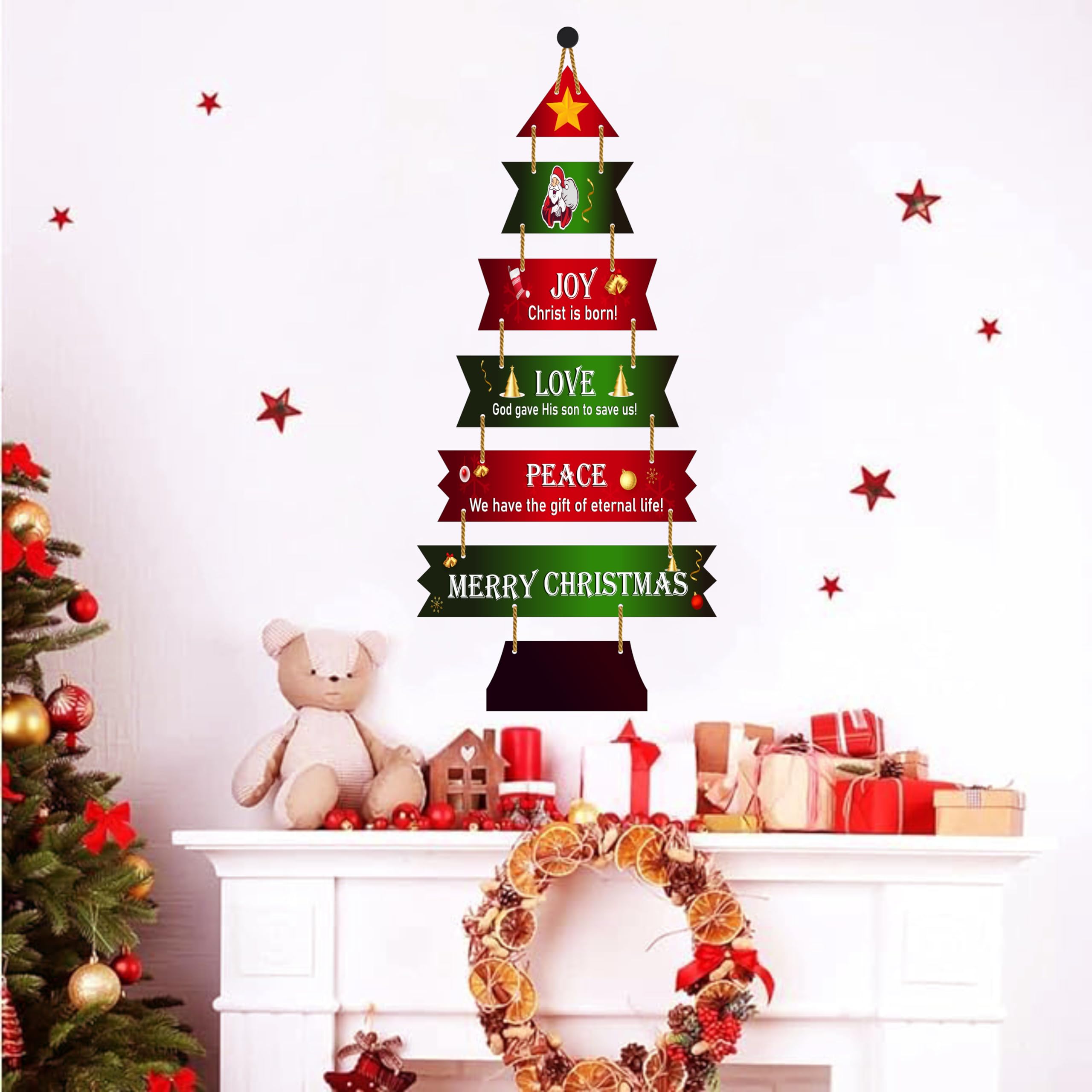 Expleasia, Exuberant & Luxury Decor Decorative Christmas Wall Hanging Wooden Art Decoration Item for Home – view 2