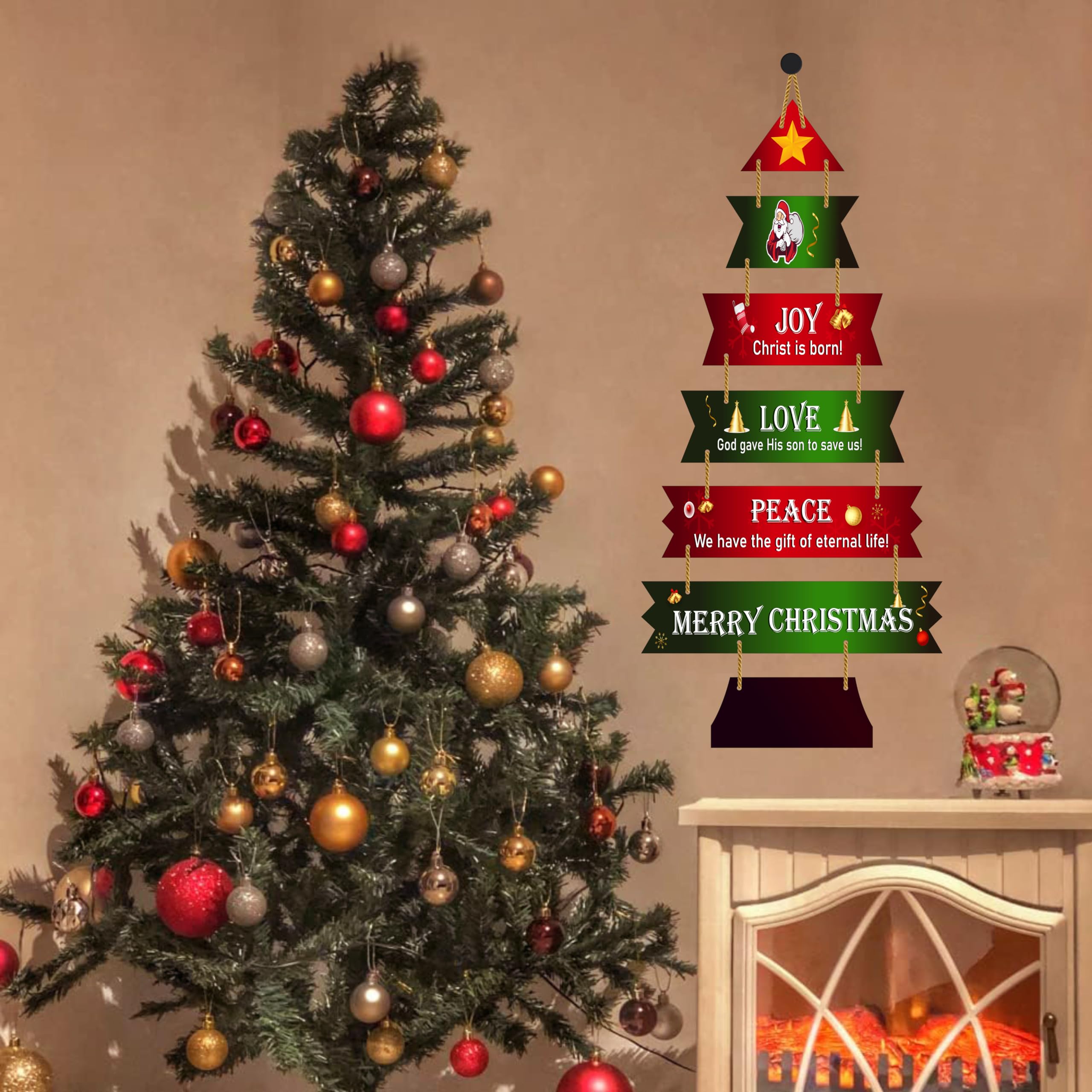 Expleasia, Exuberant & Luxury Decor Decorative Christmas Wall Hanging Wooden Art Decoration Item for Home – view 3
