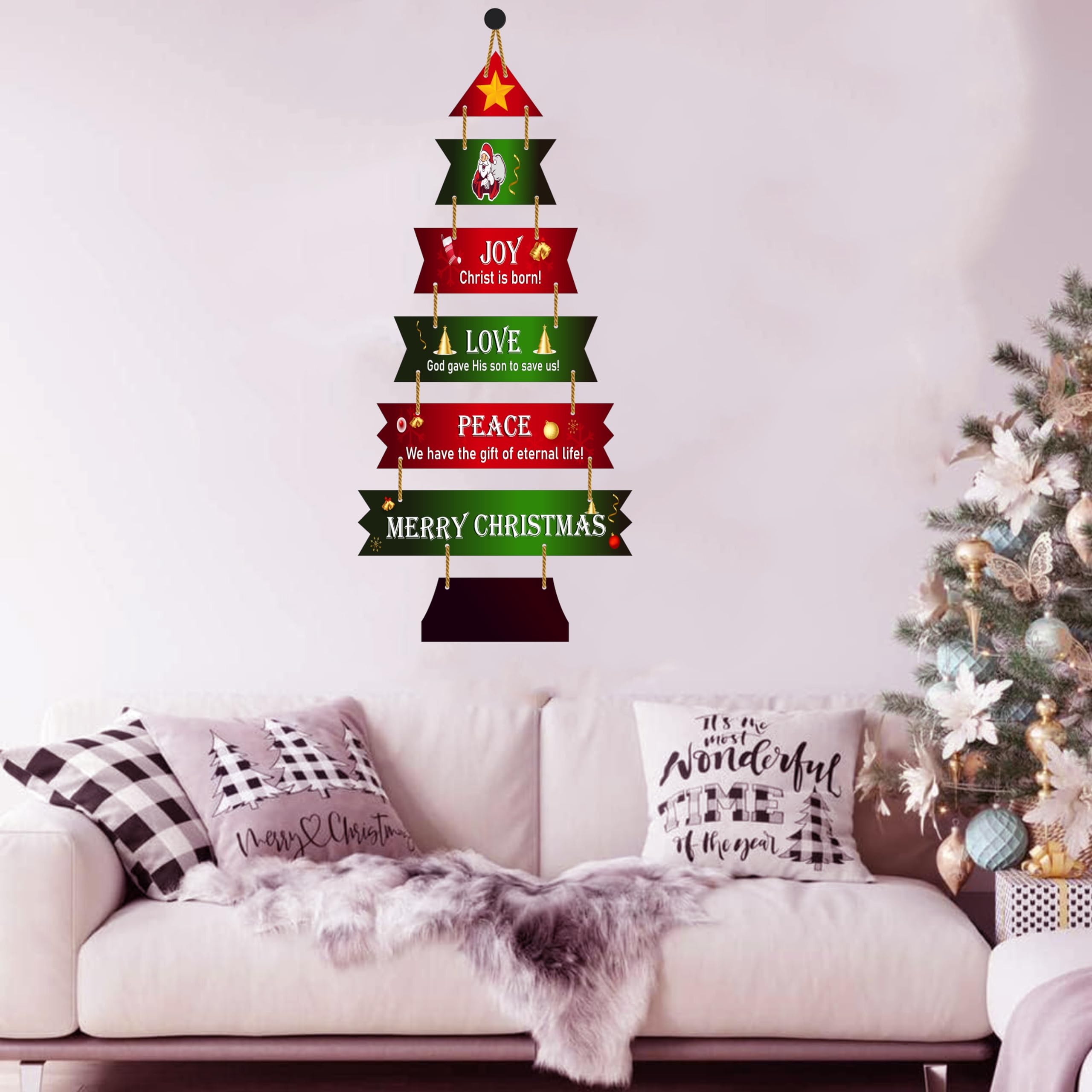 Expleasia, Exuberant & Luxury Decor Decorative Christmas Wall Hanging Wooden Art Decoration Item for Home – view 4