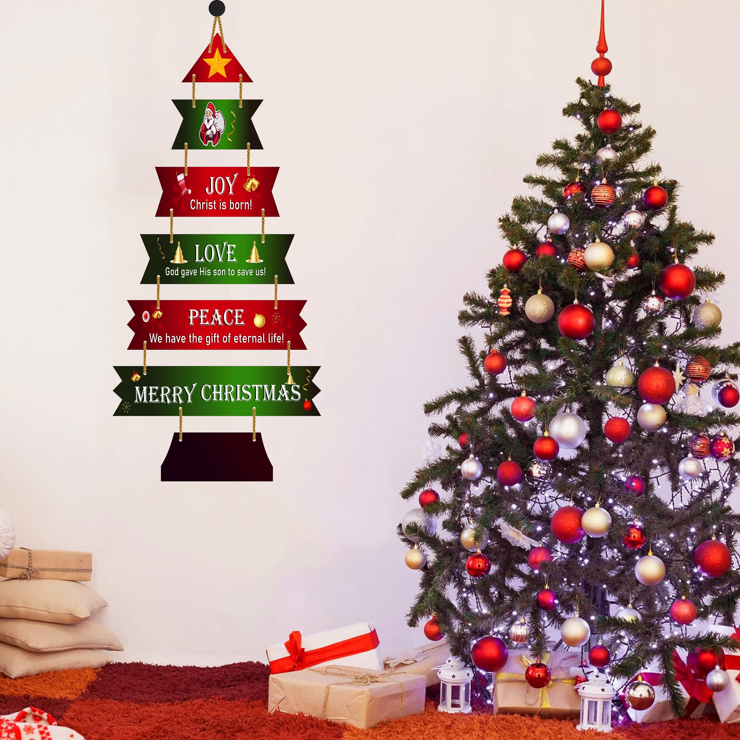 Expleasia, Exuberant & Luxury Decor Decorative Christmas Wall Hanging Wooden Art Decoration Item for Home – view 5