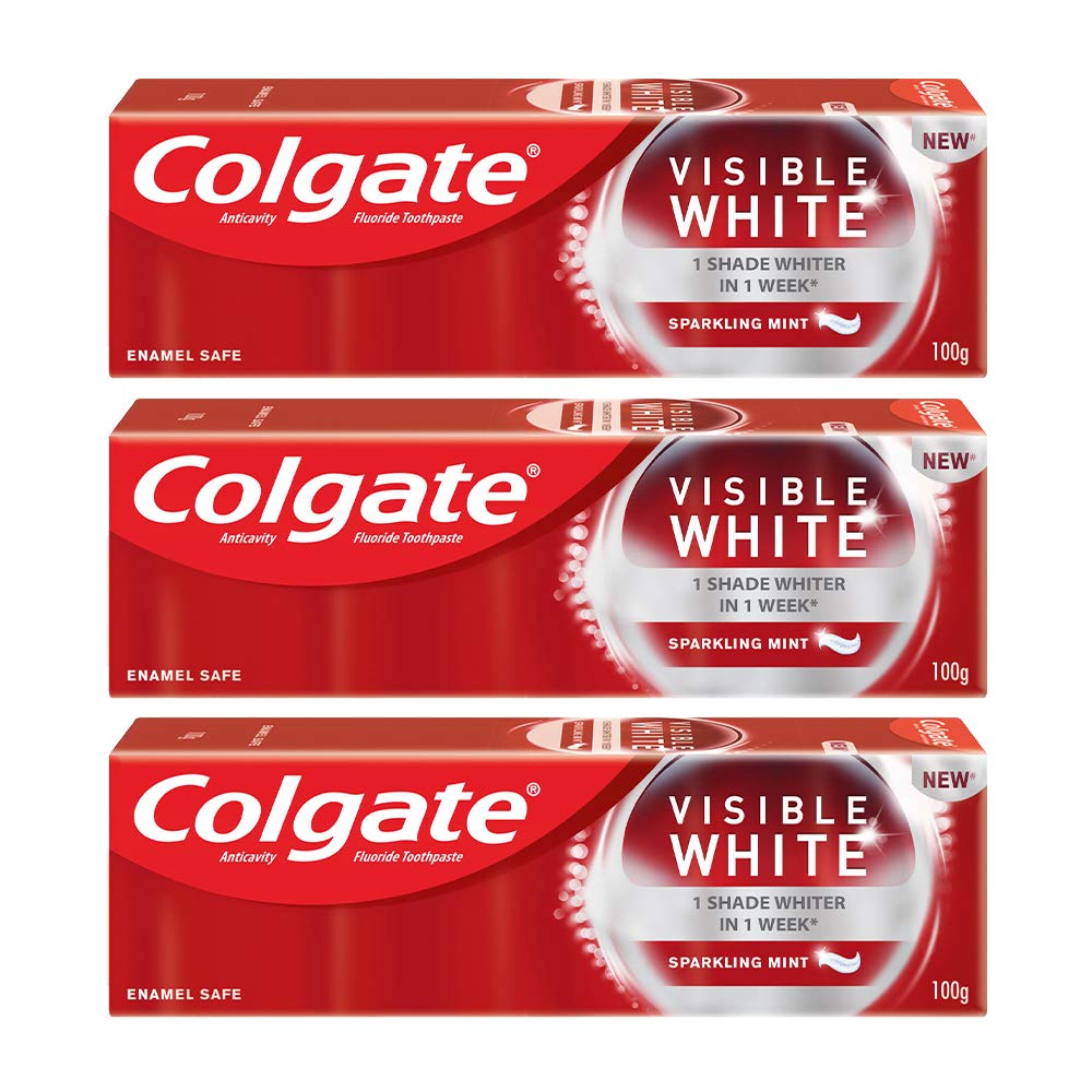 Colgate Visible White teeth whitening toothpaste pack of three tubes
