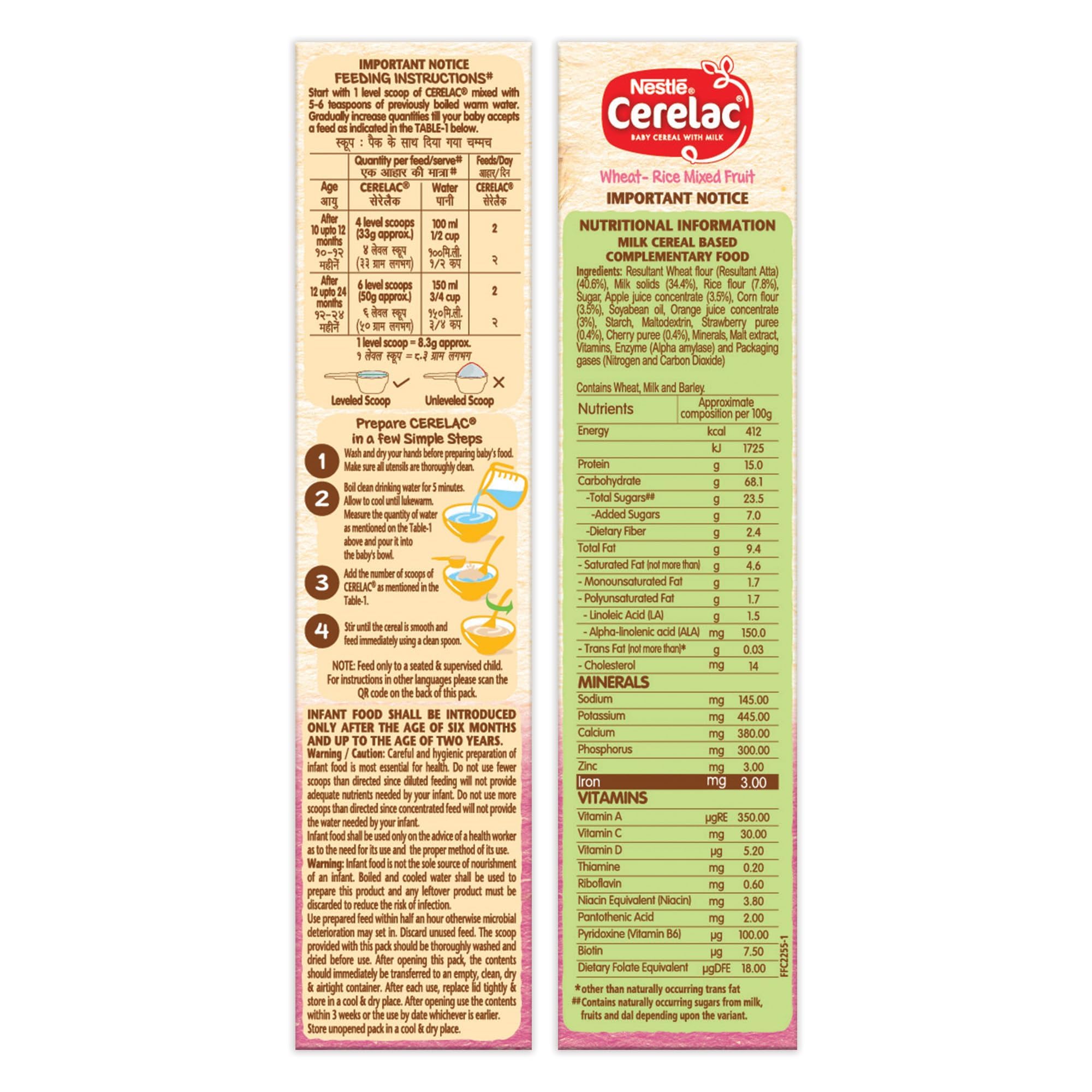 Nestle Cerelac Baby Cereal with Milk , Wheat - Rice Mixed Fruit , From 10 to 24 Months , Stage 3, Source of Iron & Protein , 300g – view 4