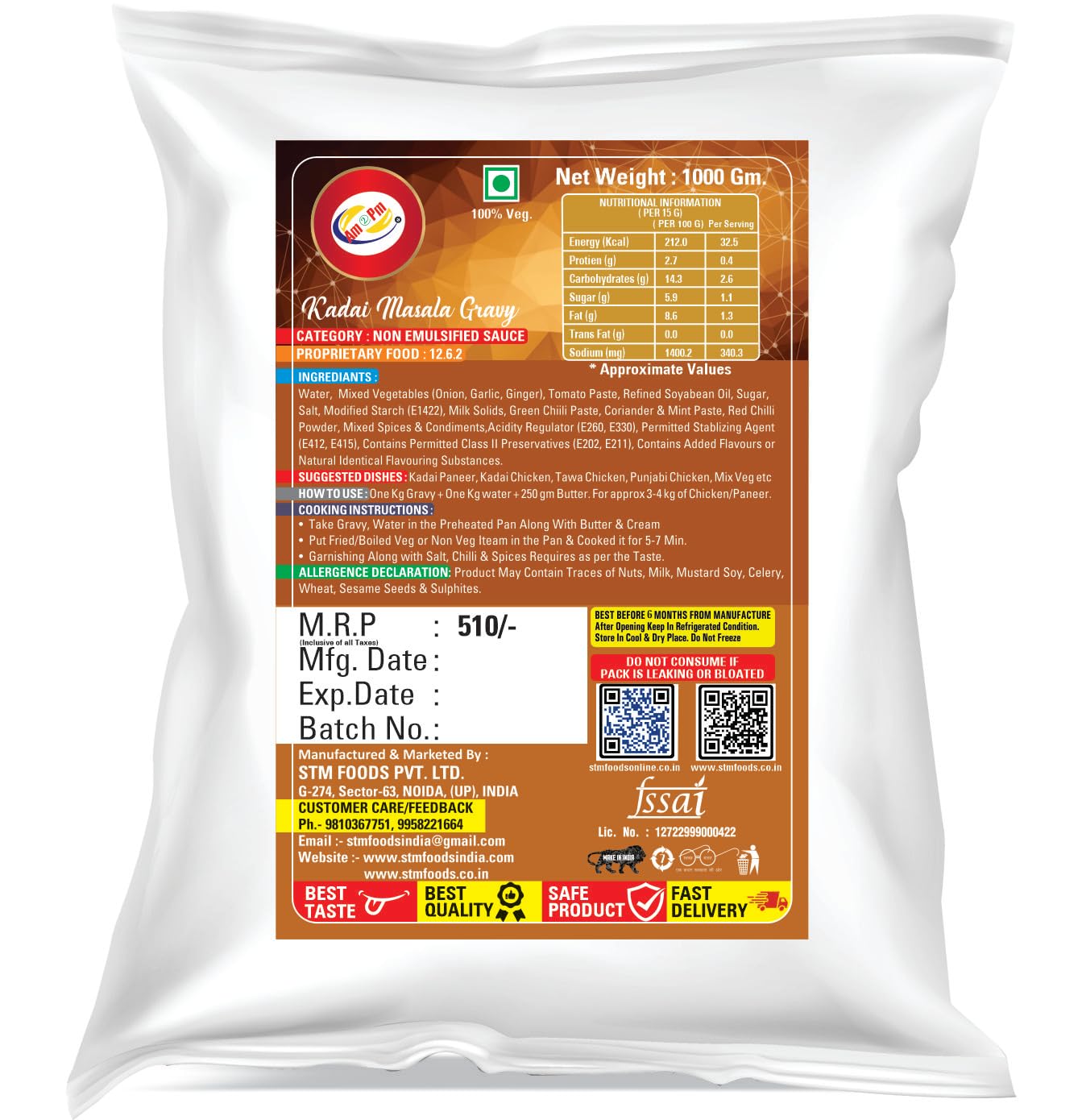 Am 2 Pm - Ready To Cook PUNJABI KADAI MASALA Mutton Curry, Chicken Curry and Fish Curry Paste,No Preservatives 1 kg – view 2