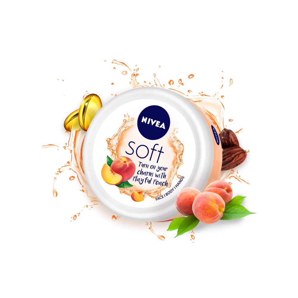 Nivea Soft Playful Peach moisturizer jar for face and body