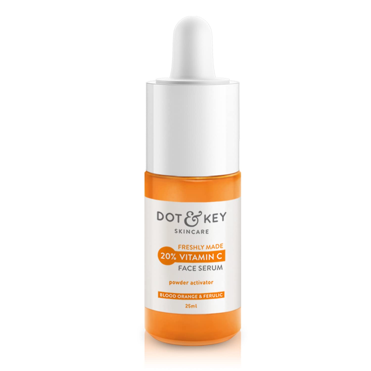 Freshly made vitamin C face serum with powder activator and serum base