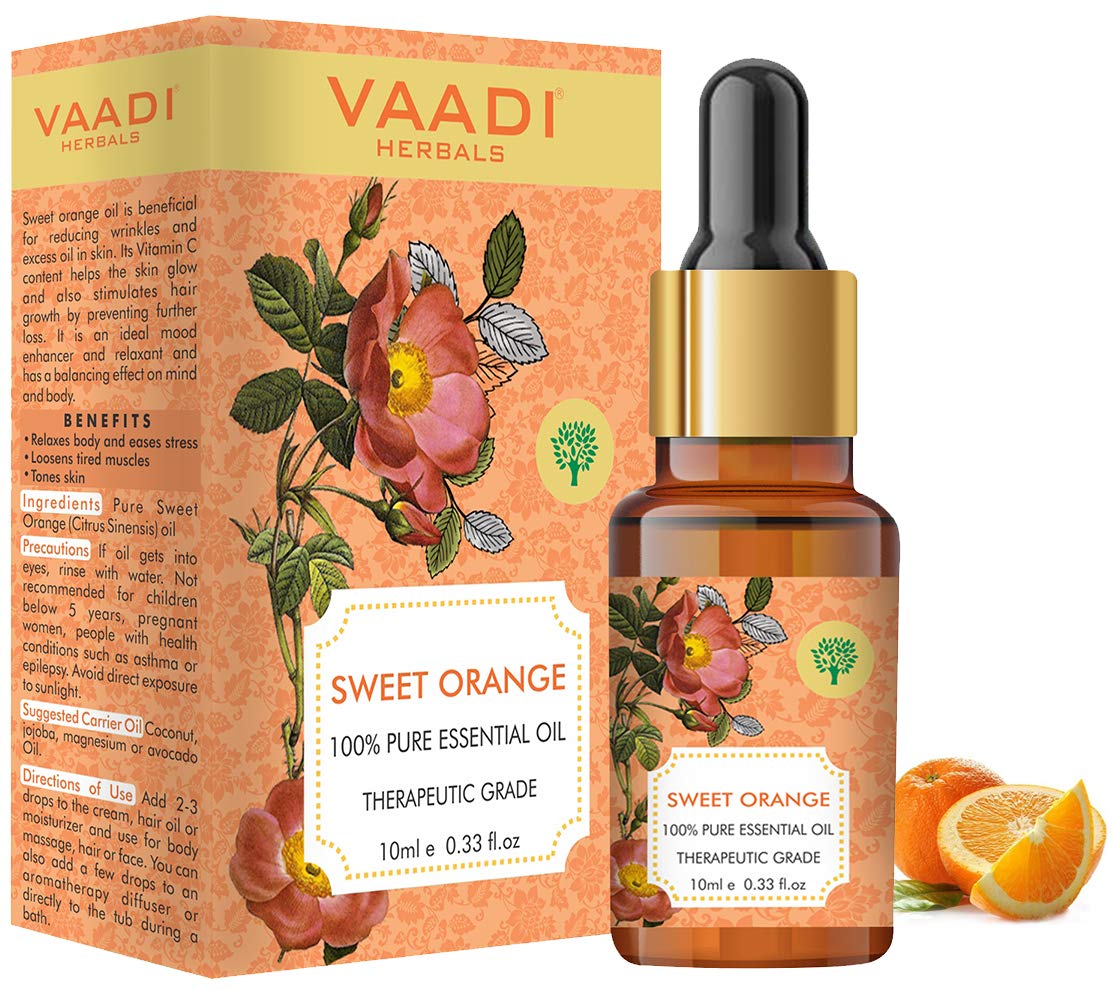 Sweet orange essential oil bottle by VAADI HERBALS, 10 ml