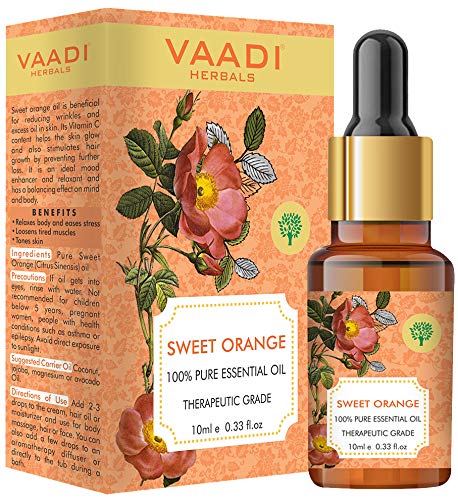 VAADI HERBALS Sweet Orange Essential Oil - Vitamin C Reduces Hairfall, Improves Skin Complexion, Enhances Mood, Loosens Tired Muscles - 100% Pure Therapeutic Grade, 10 ml – view 2