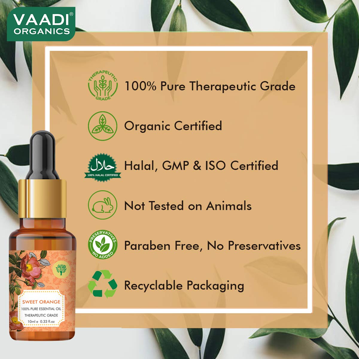VAADI HERBALS Sweet Orange Essential Oil - Vitamin C Reduces Hairfall, Improves Skin Complexion, Enhances Mood, Loosens Tired Muscles - 100% Pure Therapeutic Grade, 10 ml – view 5