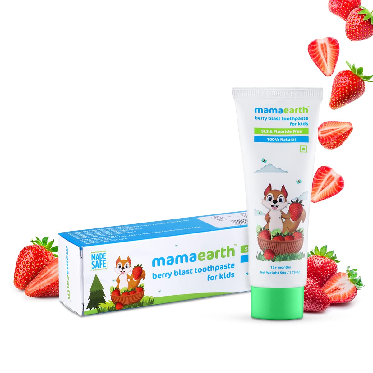 Mamaearth 100% Natural Berry Blast Kids Toothpaste, Oral Care, 50 Gm, Fluoride Free, Sls Free, No Artificial Flavours, Best For Baby – view 2