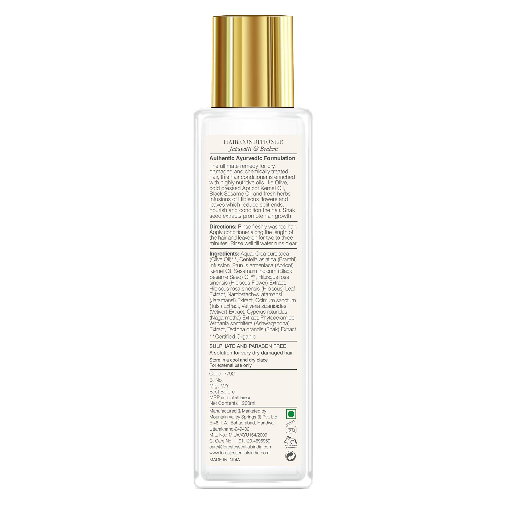 Forest Essentials Hair Cleanser, Japapatti and Brahmi, 200ml (Shampoo & Conditioner Combo) – view 7