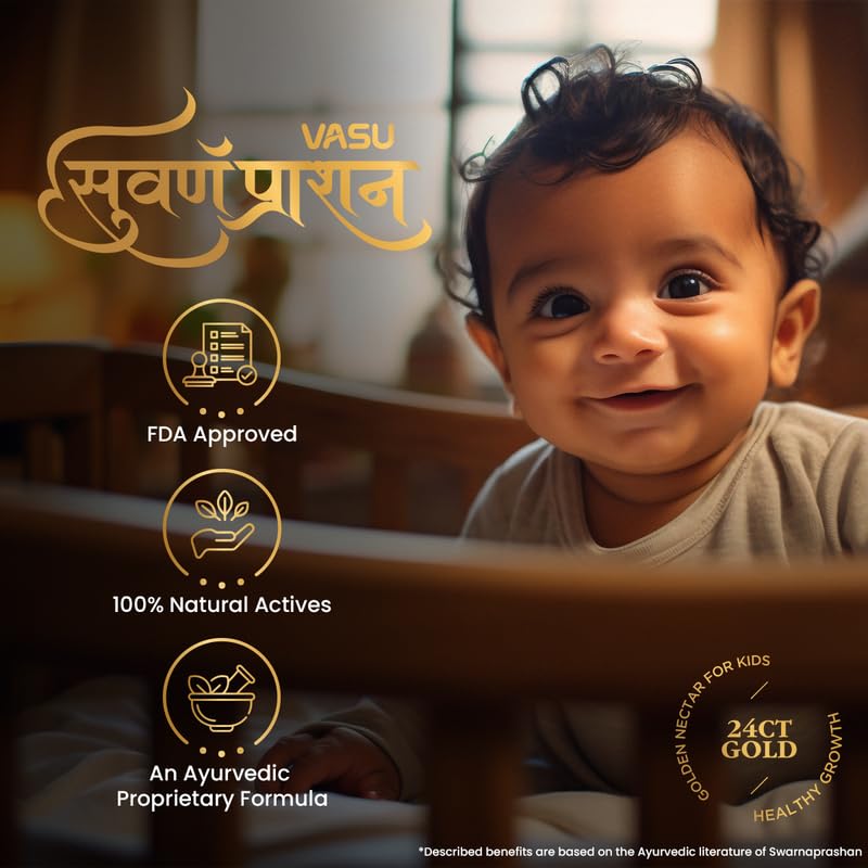 VASU Swarnaprashan Drop For Kids - Natural Formulated With Pure 24Ct Gold – view 3
