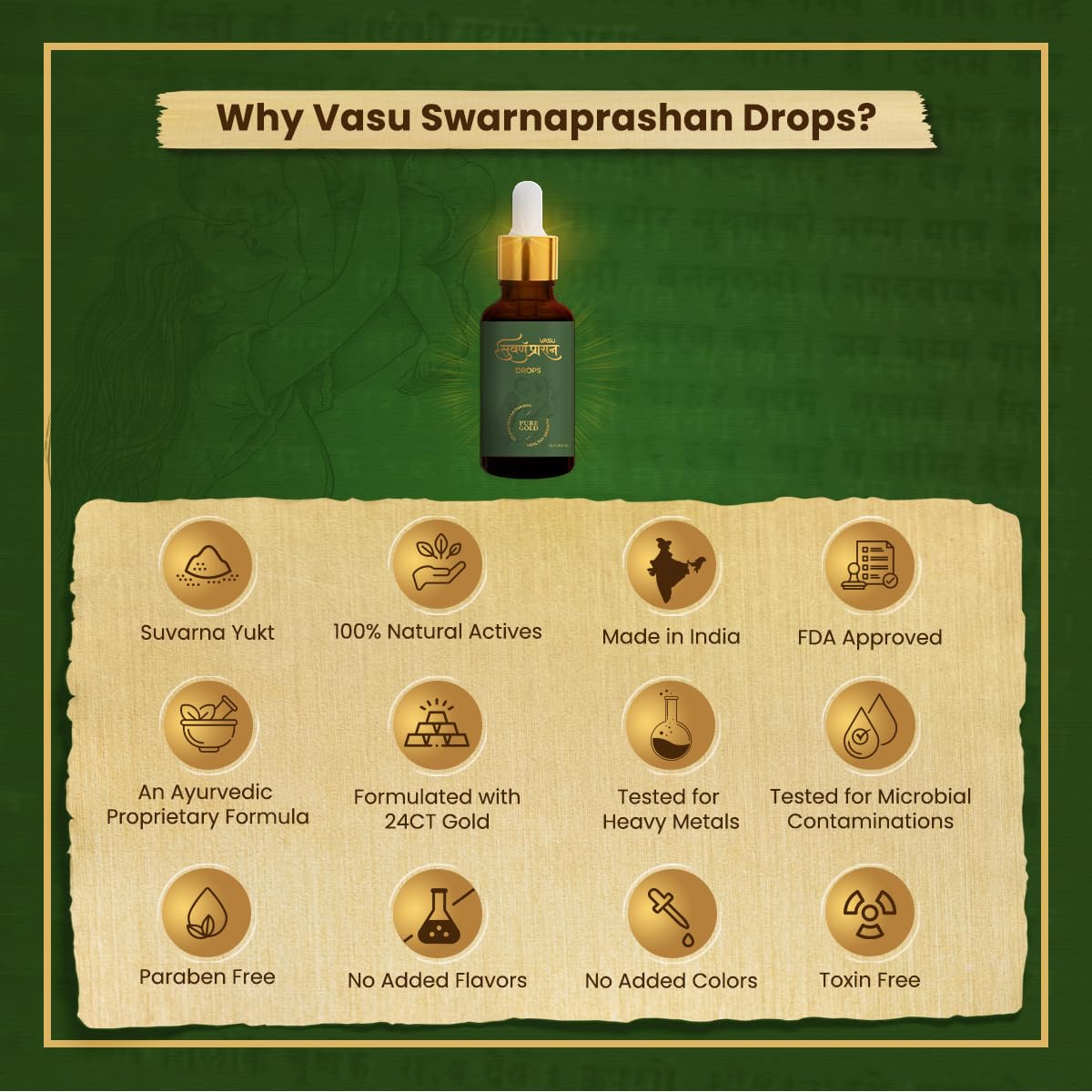 VASU Swarnaprashan Drop For Kids - Natural Formulated With Pure 24Ct Gold – view 4