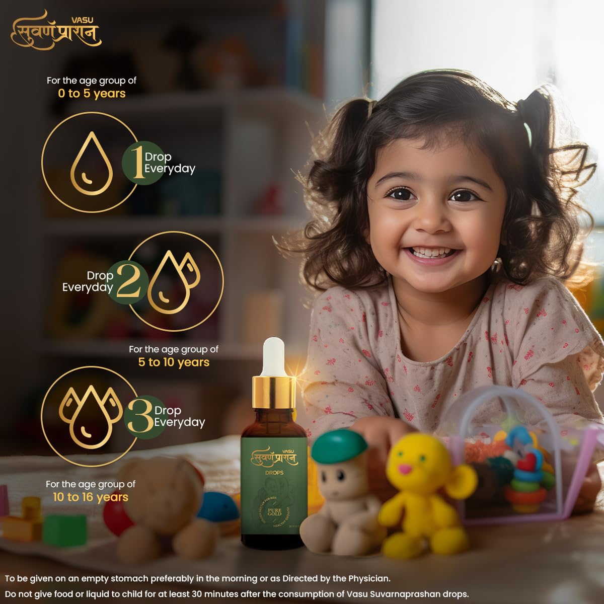 VASU Swarnaprashan Drop For Kids - Natural Formulated With Pure 24Ct Gold – view 5