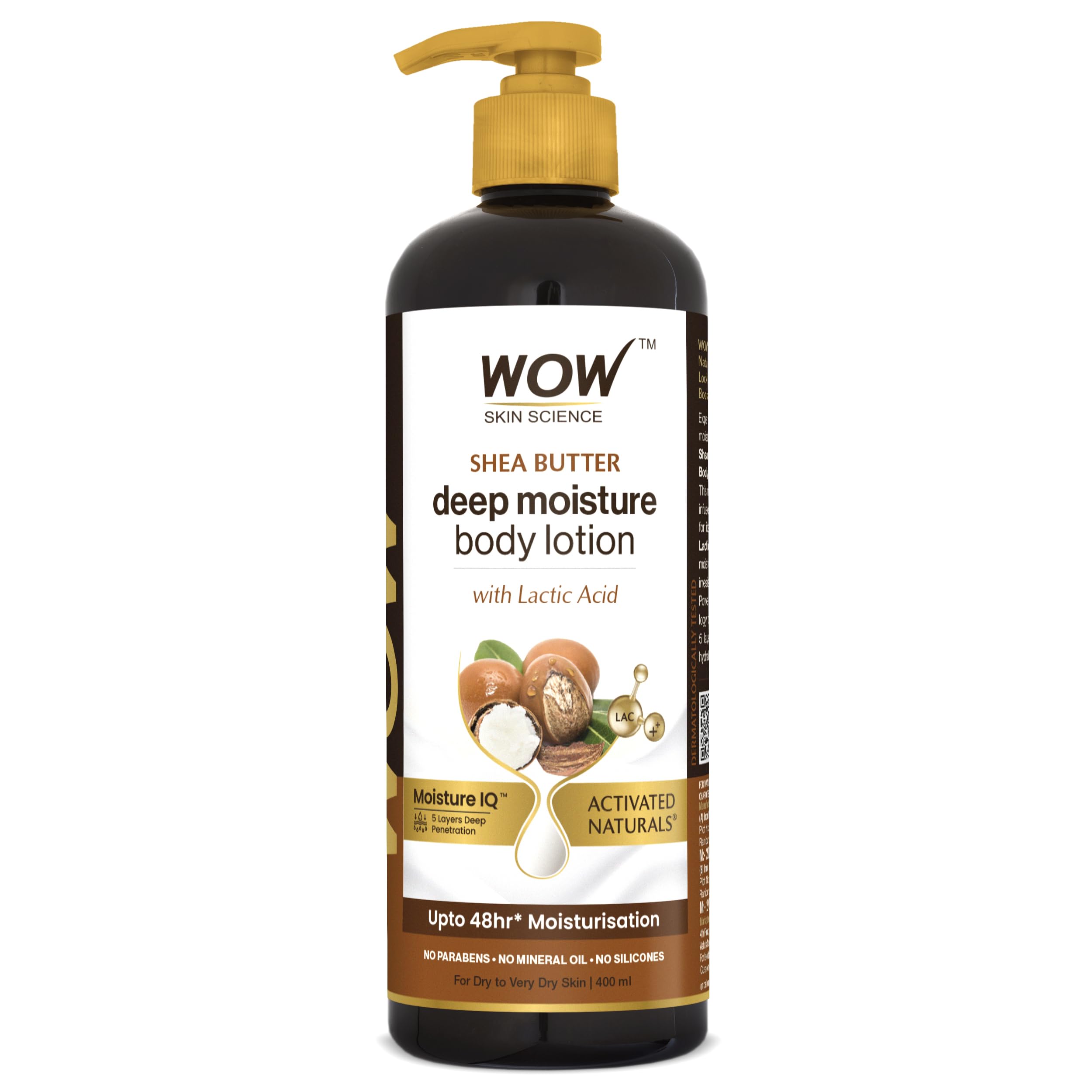 Front view of WOW Skin Science body lotion bottle