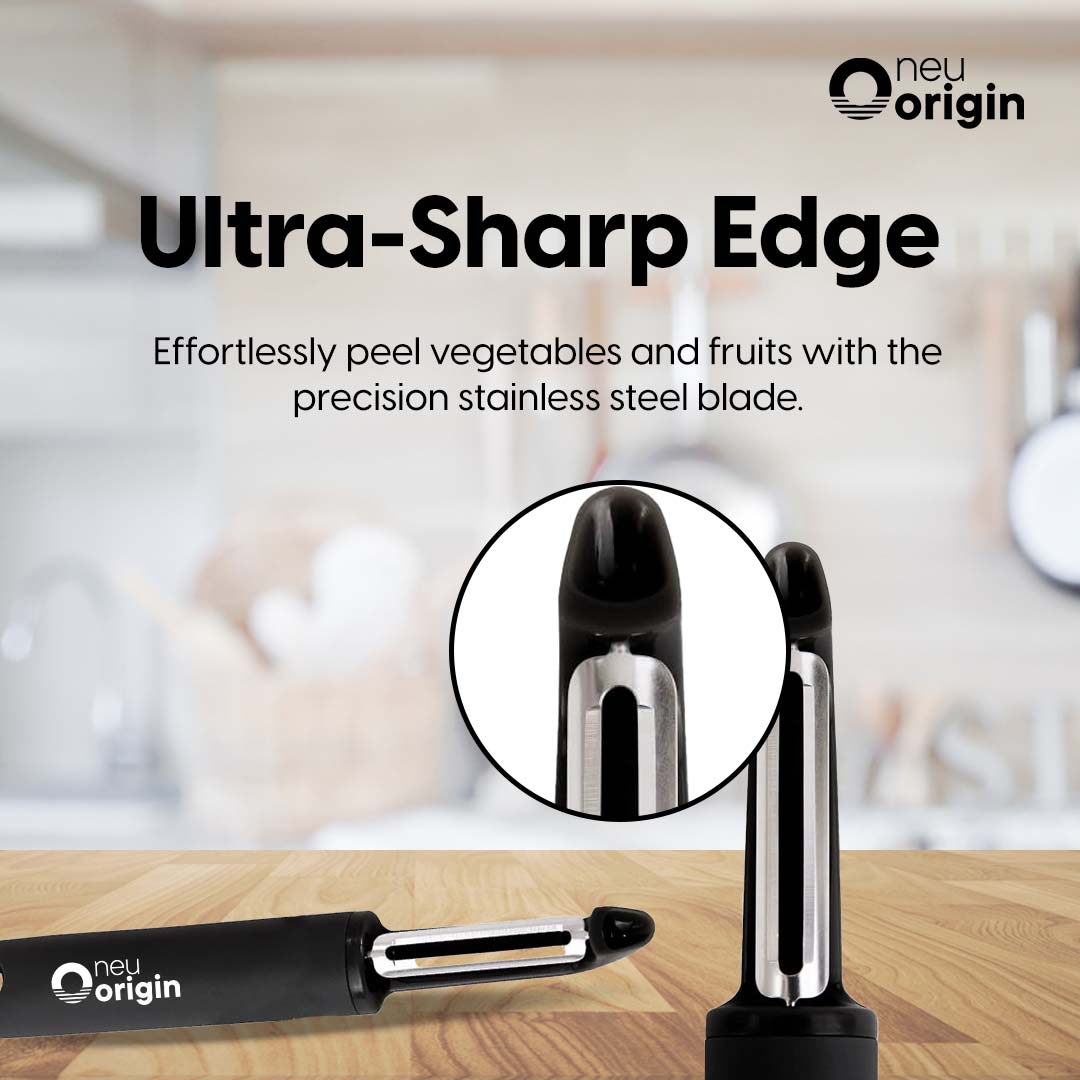 NeuOrigin Stainless Steel Swivel Vegetable Peeler - One Size, Black (8.35x1.54") - Comfortable Handle - Dishwasher Safe, Easy to Use & Maneuver - Perfect for Potatoes, Apples, Carrots & More – view 3