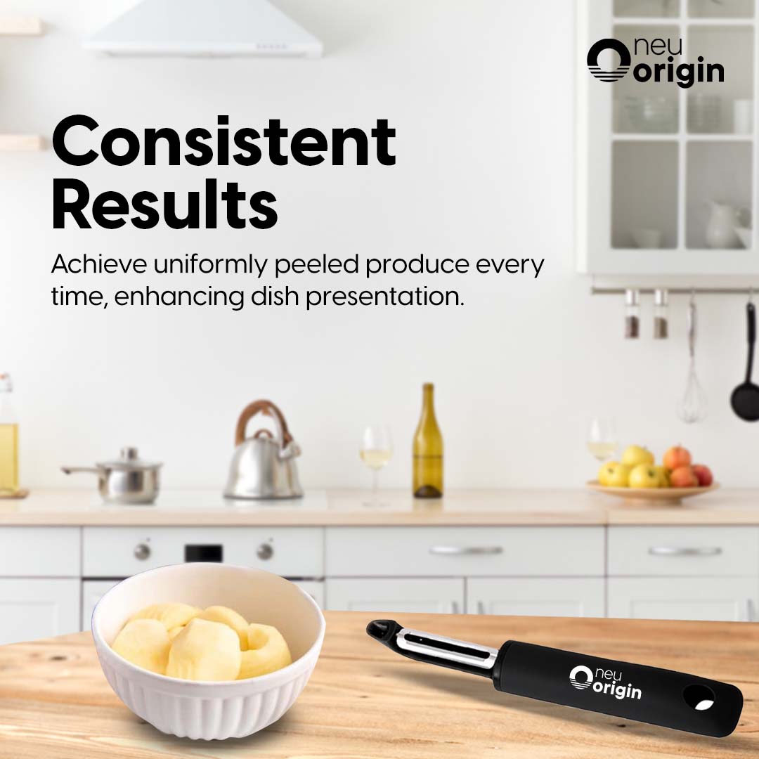 NeuOrigin Stainless Steel Swivel Vegetable Peeler - One Size, Black (8.35x1.54") - Comfortable Handle - Dishwasher Safe, Easy to Use & Maneuver - Perfect for Potatoes, Apples, Carrots & More – view 5