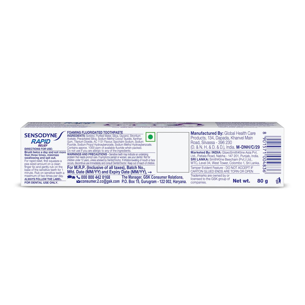 Sensodyne Toothpaste Rapid Relief, Sensitive tooth paste to help beat sensitivity fast, 80 gm – view 2