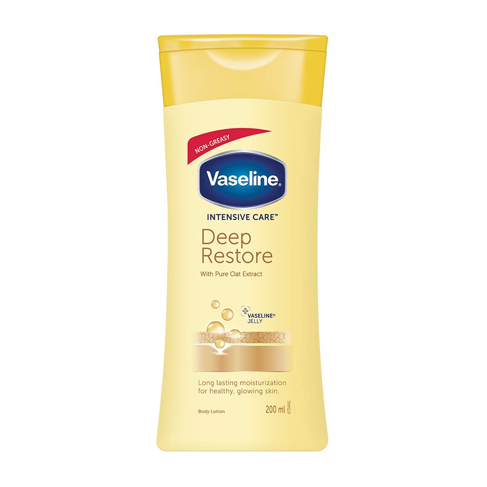 200ml Vaseline Deep Restore body lotion bottle for dry skin