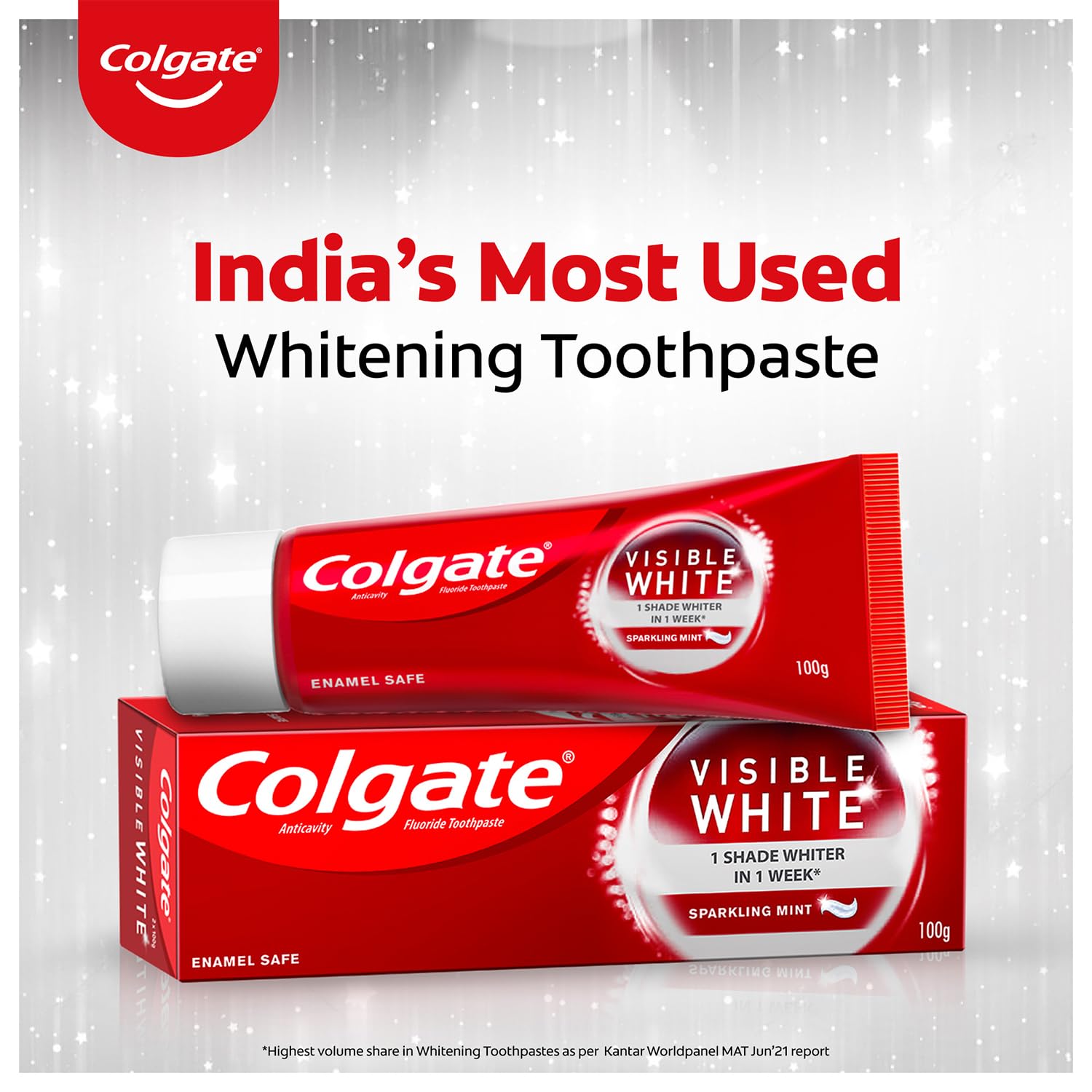 Colgate Visible White Toothpaste 200g (100g x Pack of 2) Teeth Whitening Starts in 1 week, Safe on Enamel, Stain Removal and Minty Flavour for Fresh Breath – view 6