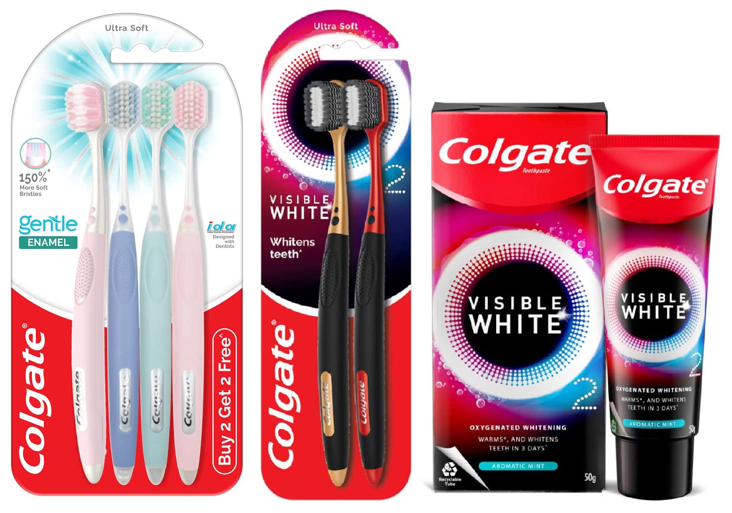 Colgate whitening toothpaste and gentle enamel toothbrush combo set