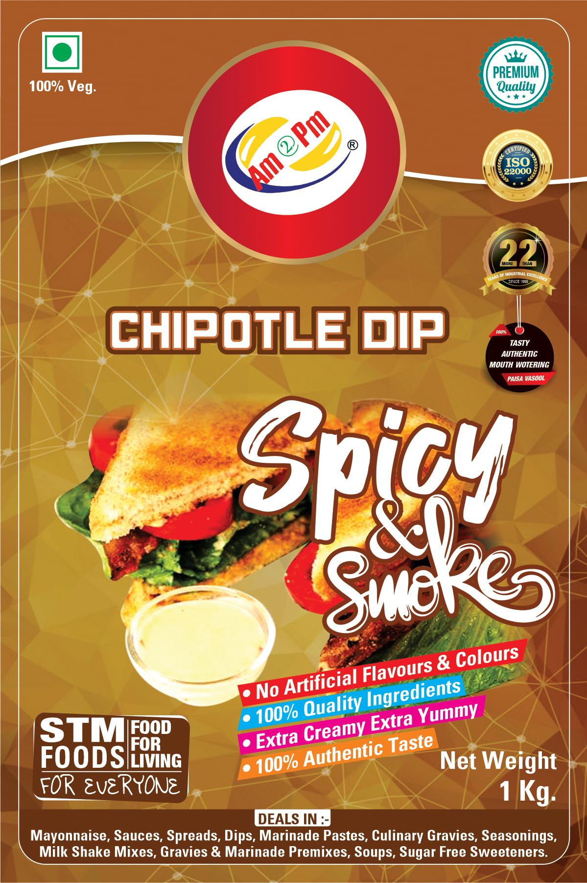 Am 2 Pm - Chipotle Dip Multipurpose Creamy Sauce For Burgers, Sandwiches,Wraps & Rolls Hot Dog Momos - 1Kg – view 5