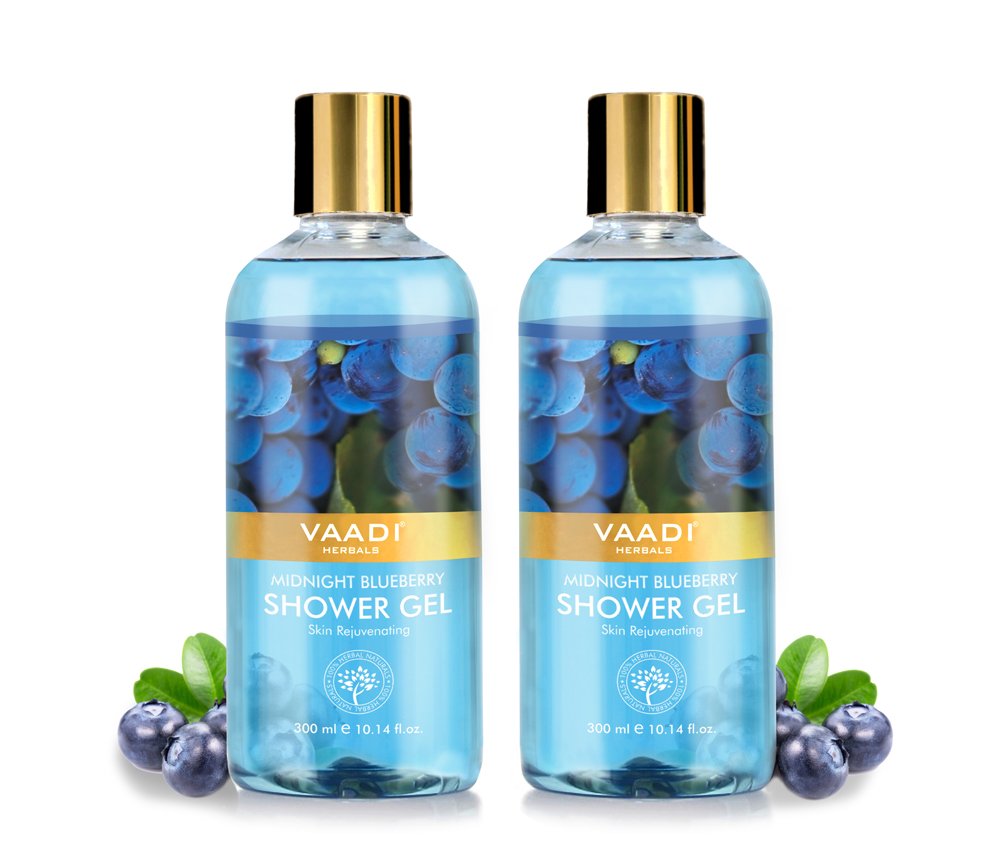 Two-pack of Vaadi Herbals Midnight Blueberry shower gel tubes