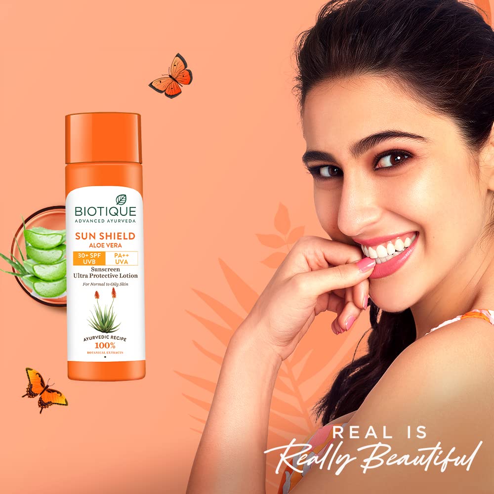 Biotique Sun Shield Aloe vera 30+ SPF UVB Sunscreen Ultra Protectective Lotion For Normal to Oily Sk – view 2