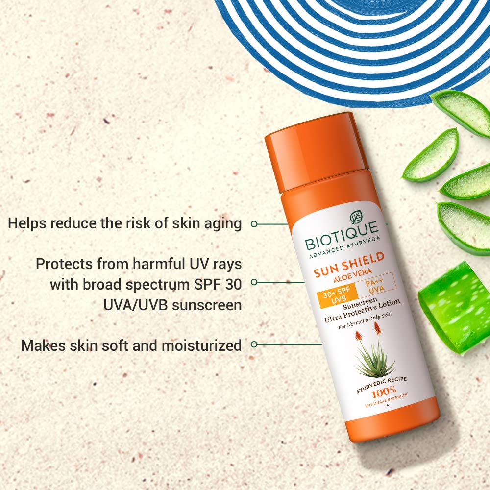 Biotique Sun Shield Aloe vera 30+ SPF UVB Sunscreen Ultra Protectective Lotion For Normal to Oily Sk – view 3