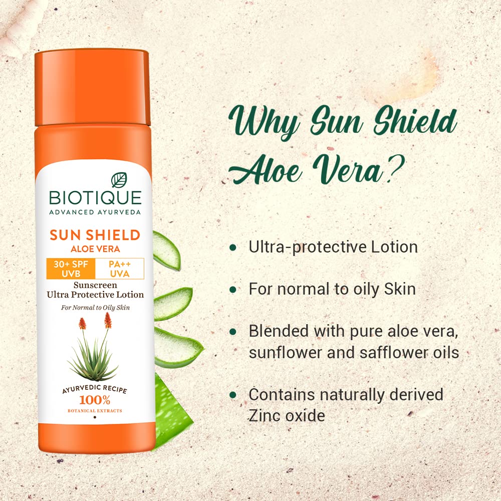 Biotique Sun Shield Aloe vera 30+ SPF UVB Sunscreen Ultra Protectective Lotion For Normal to Oily Sk – view 4