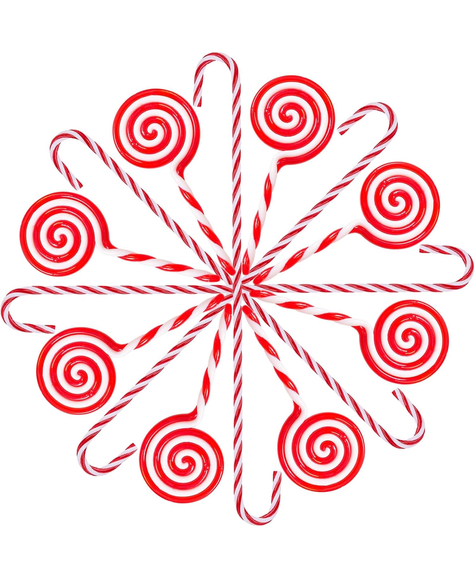 16PCS Candy Cane Christmas Decorations, Christmas Tree Ornaments Set with 8 Candy Canes and 8 Lollipops, Xmas Decoration Items for Home and Tree, Festive Holiday Decor