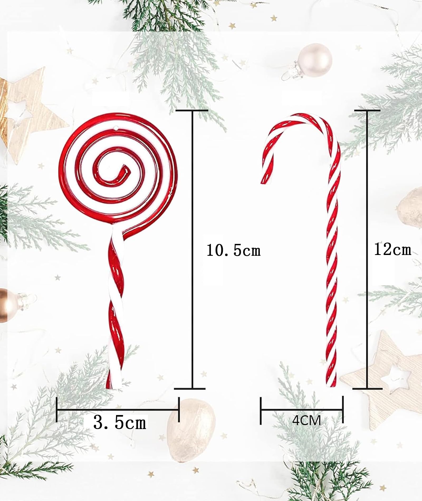 16PCS Candy Cane Christmas Decorations, Christmas Tree Ornaments Set with 8 Candy Canes and 8 Lollipops, Xmas Decoration Items for Home and Tree, Festive Holiday Decor – view 2