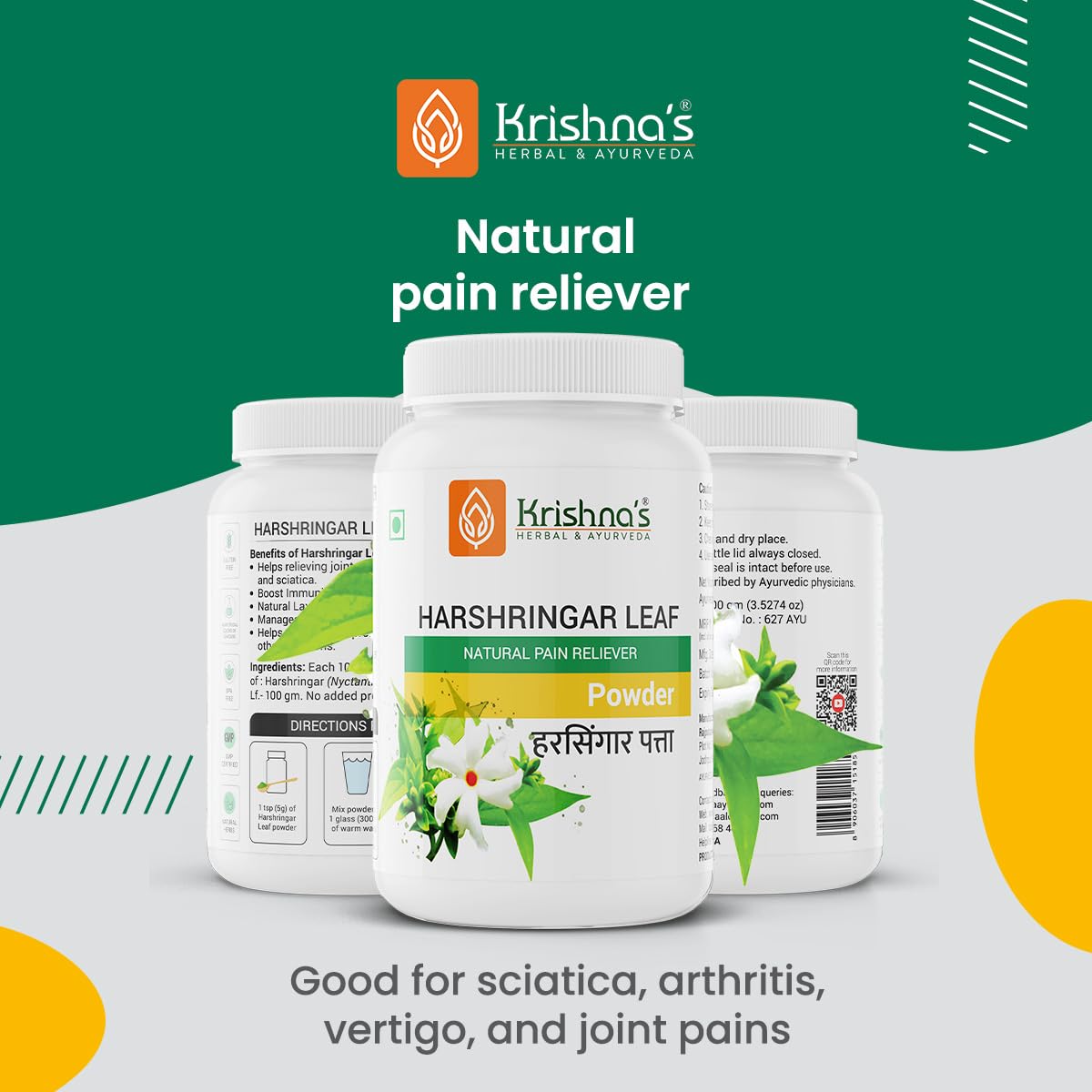 Krishna's Harshringar Powder (Nyctanthes arbor-tristis.)- 100 g – view 2