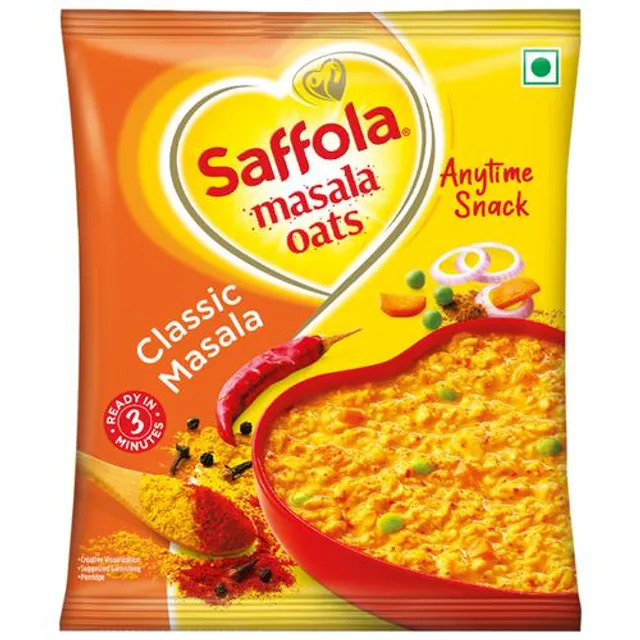 Saffola Masala Oats - Classic Masala, Fibre Rich, Healthy Snack, 38 g – view 1