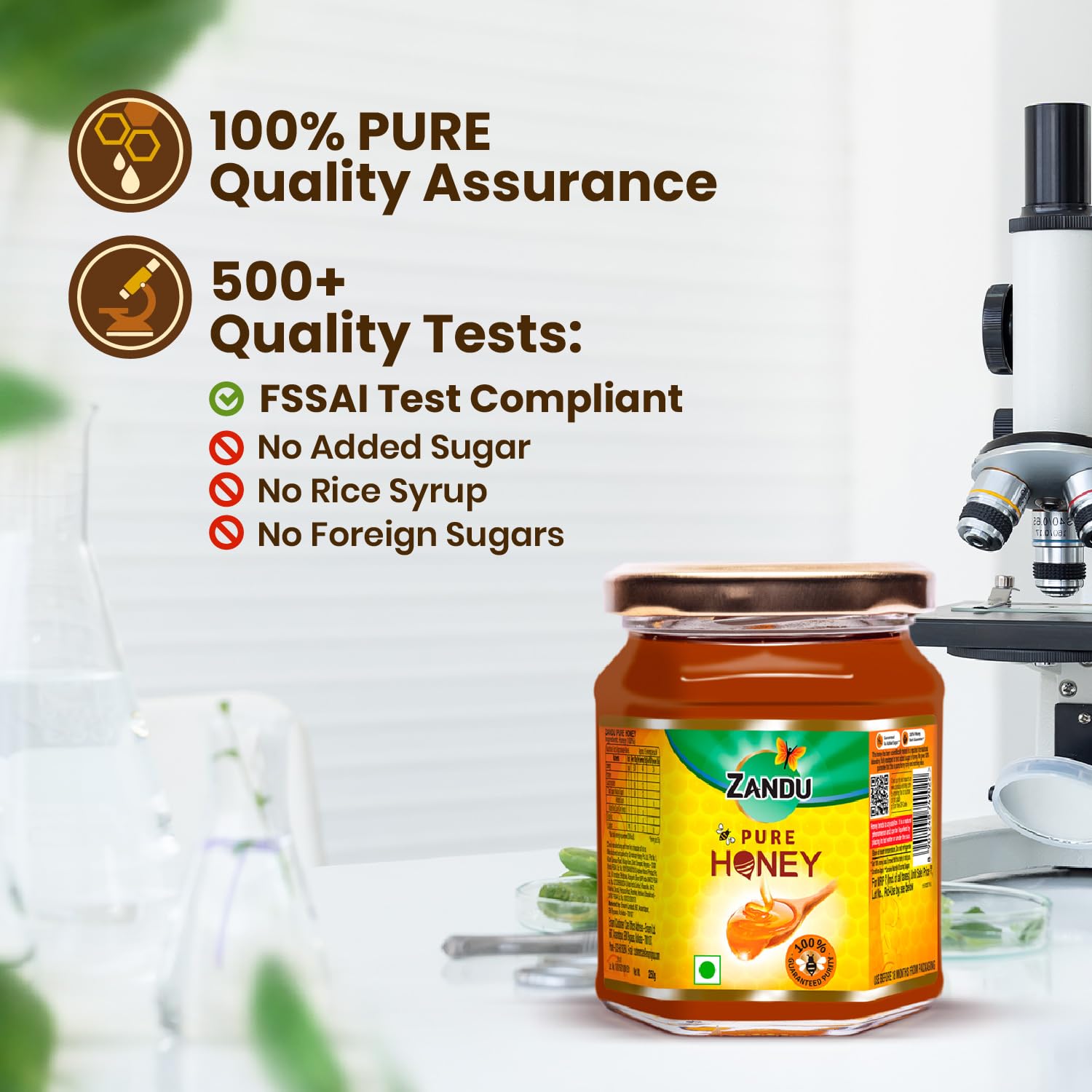 Zandu Pure Honey with Cinnamon, Green Tea & Lemon, 100% Purity, No Added Sugar, 250g – view 3