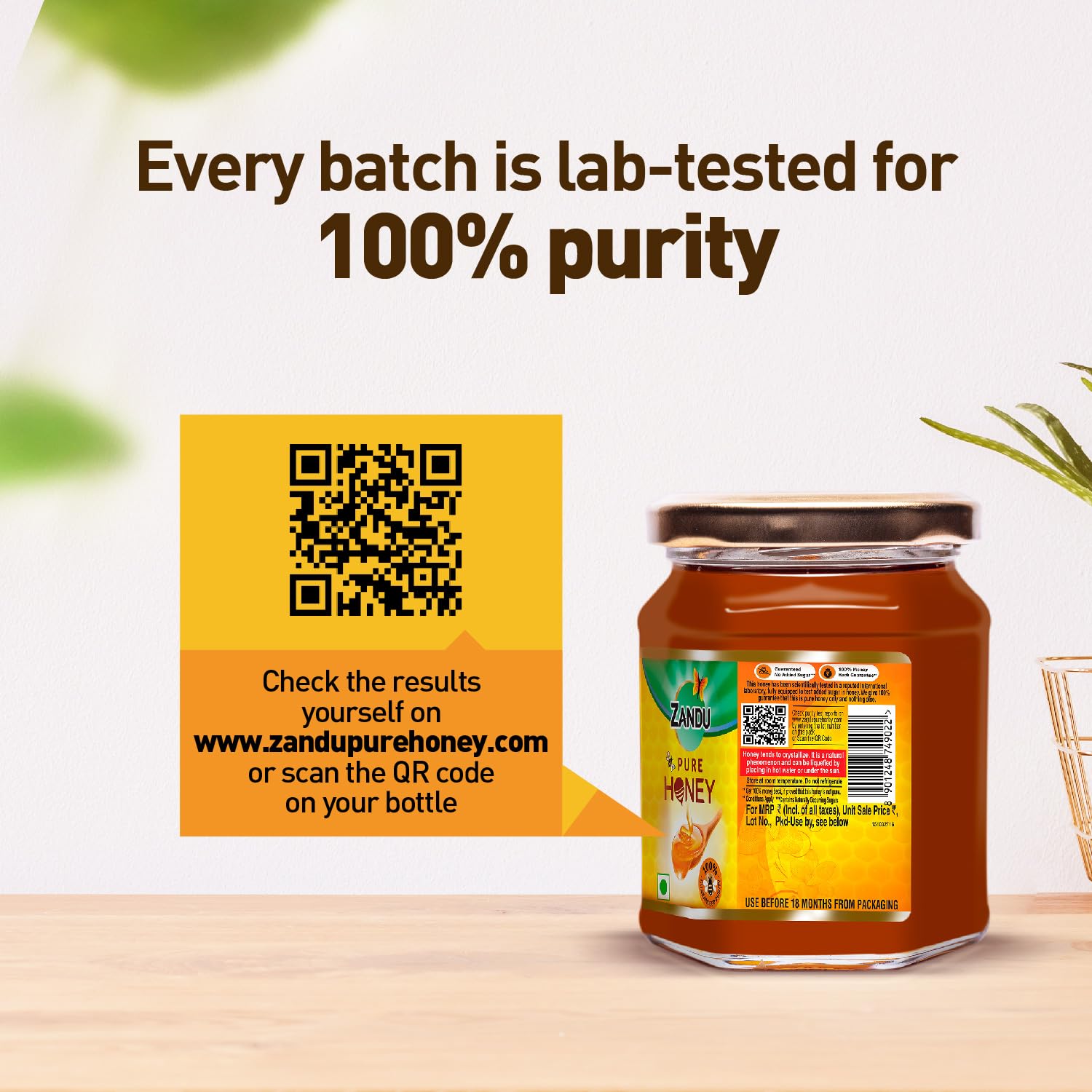 Zandu Pure Honey with Cinnamon, Green Tea & Lemon, 100% Purity, No Added Sugar, 250g – view 4