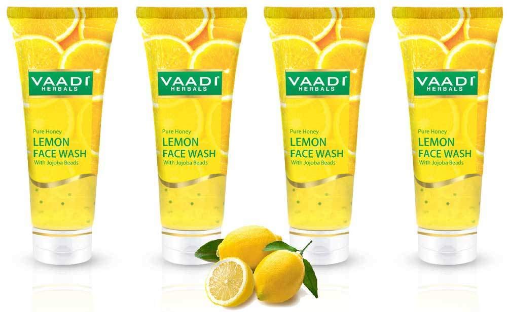 Four-tube Vaadi Herbals honey lemon face wash with jojoba beads