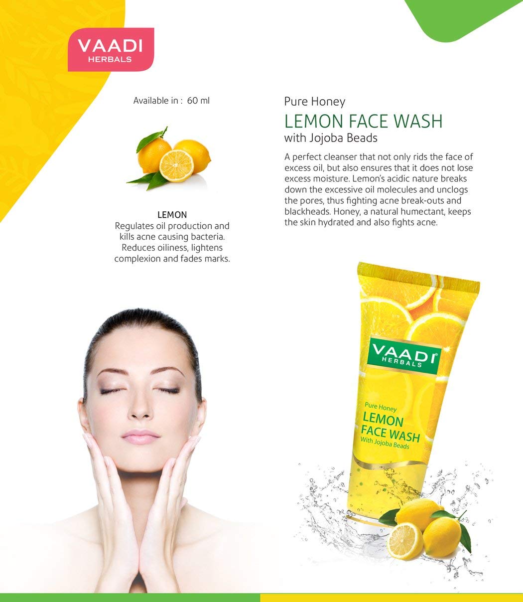 Vaadi Herbals Value Pack of Honey Lemon Face Wash with Jojoba Beads, 4 x 60ml – view 2