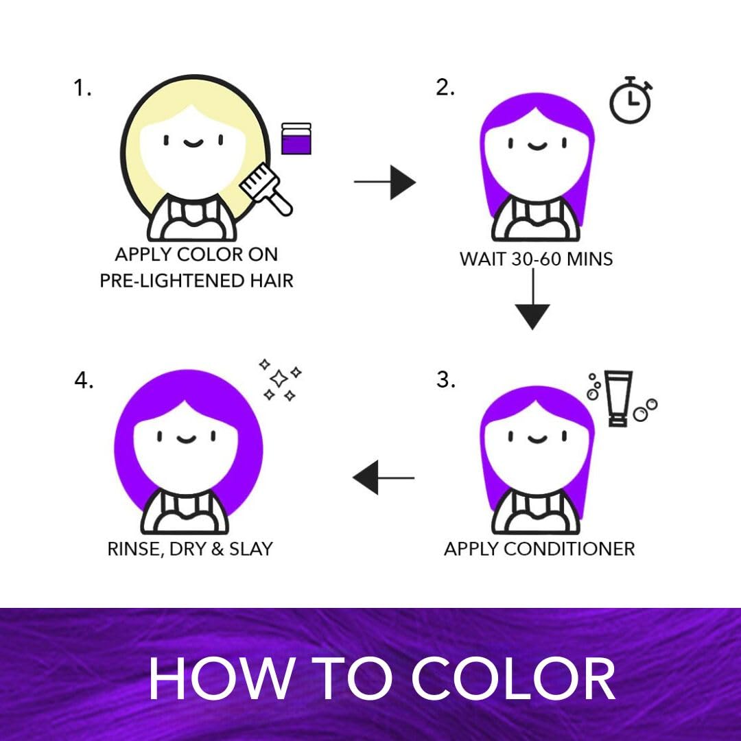 Paradyes Semi-permanent Electric Purple DIY Conditioner Based Hair Colour 120 gm and Lighten Up! Bleach Pack 30 Vol. for all Hair Types – view 5