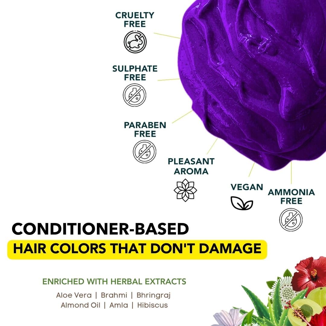 Paradyes Semi-permanent Electric Purple DIY Conditioner Based Hair Colour 120 gm and Lighten Up! Bleach Pack 30 Vol. for all Hair Types – view 6