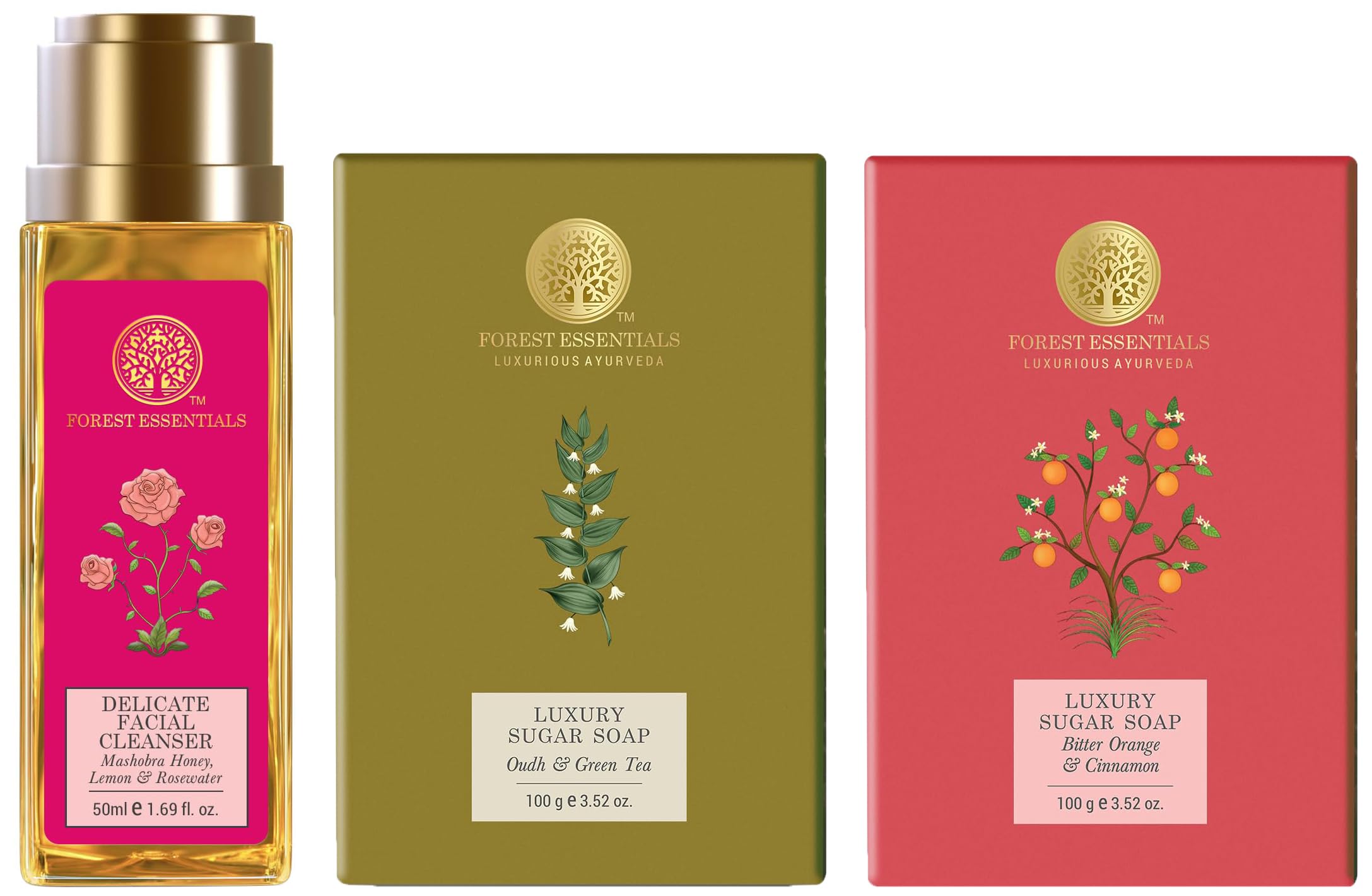 Forest Essentials Ayurvedic cleanser and sugar soap set