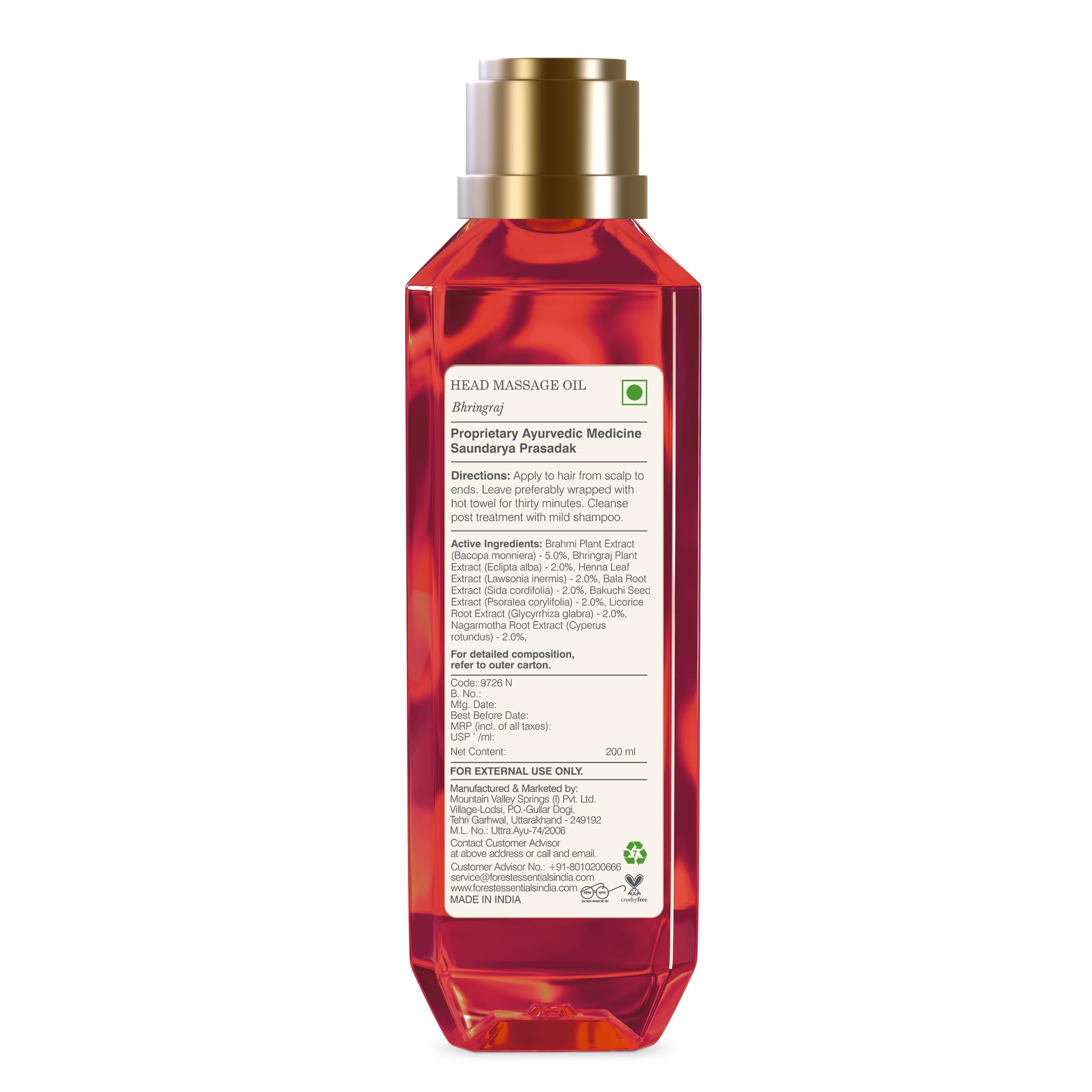 Forest Essentials Ayurvedic Herb Enriched Head Massage Oil Bhringraj – view 6