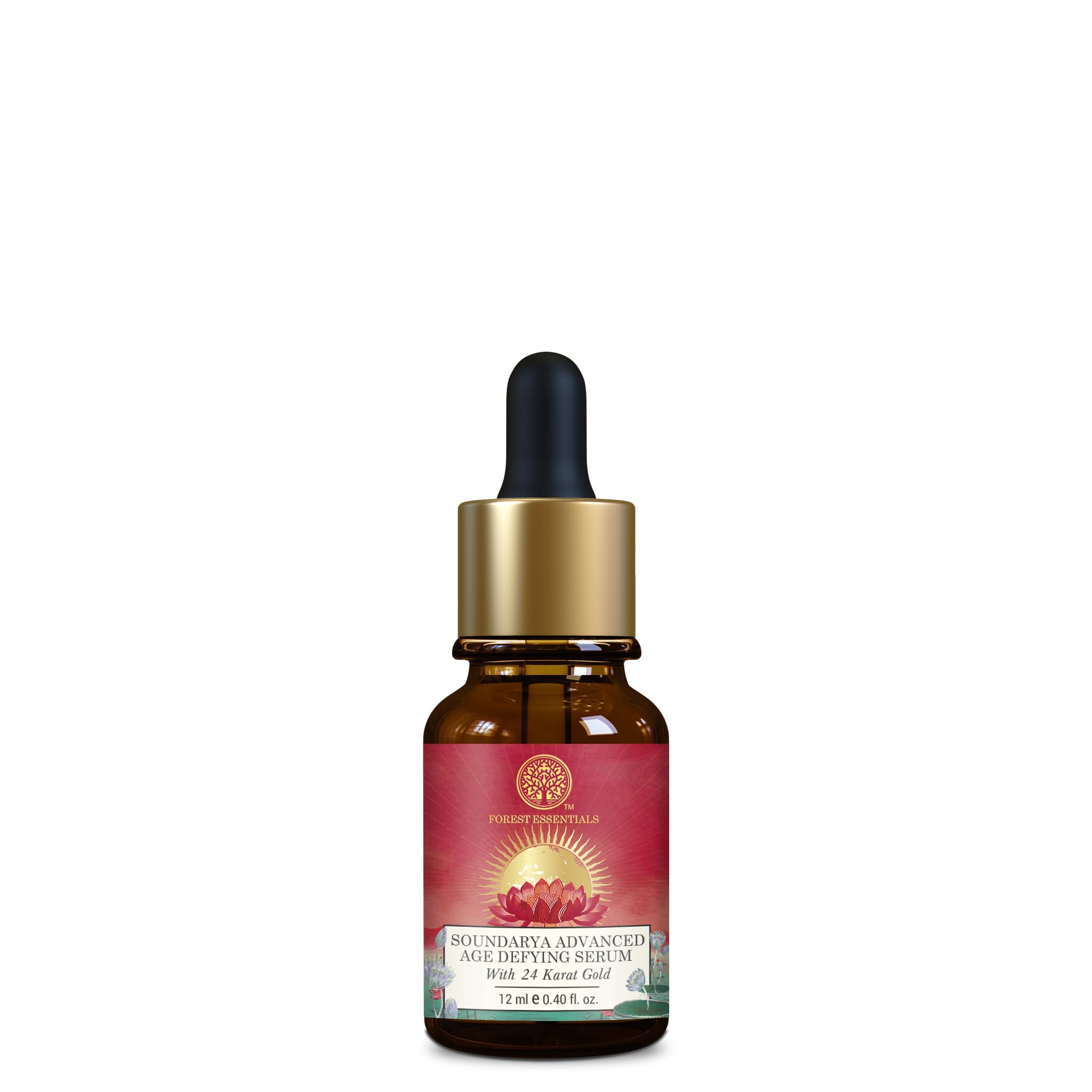 Forest Essentials Soundarya Ayurvedic 24K Gold face serum bottle close-up