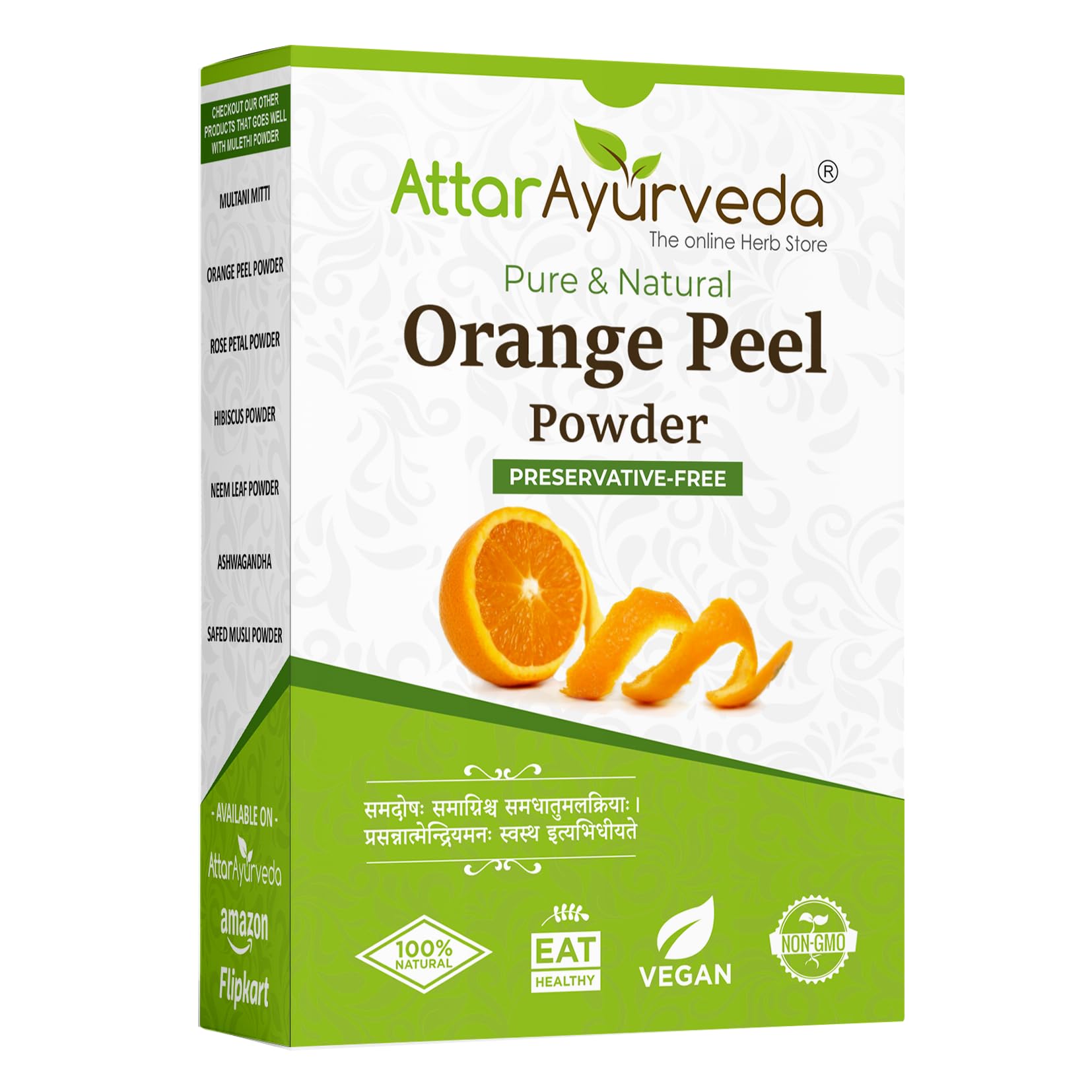 Pure orange peel powder pack with orange scent for skincare
