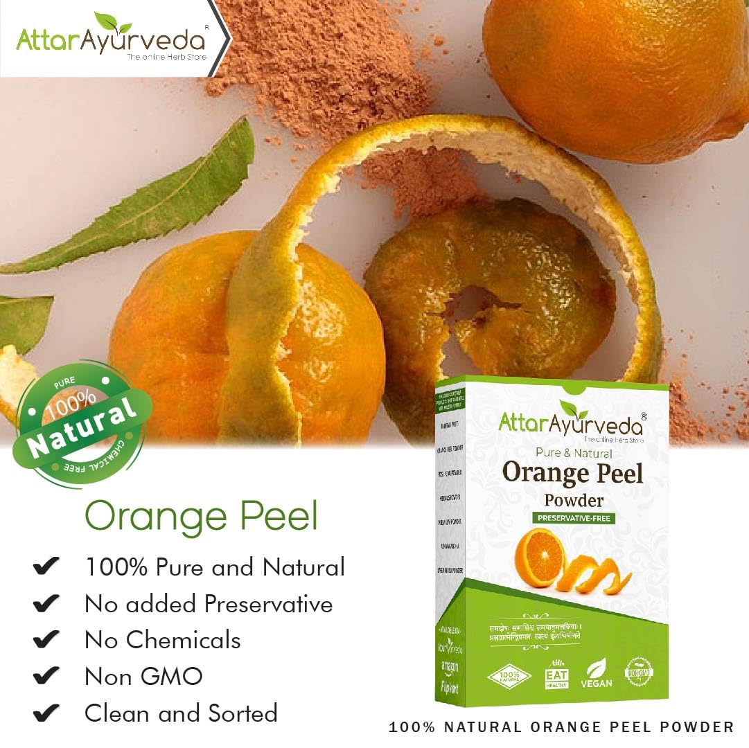 Attar Ayurveda Orange Peel Powder For Face Skin Whitening (200 Grams) – view 3