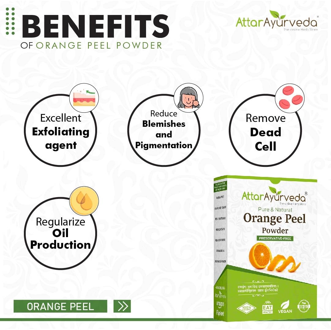 Attar Ayurveda Orange Peel Powder For Face Skin Whitening (200 Grams) – view 5