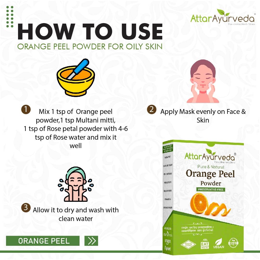 Attar Ayurveda Orange Peel Powder For Face Skin Whitening (200 Grams) – view 6