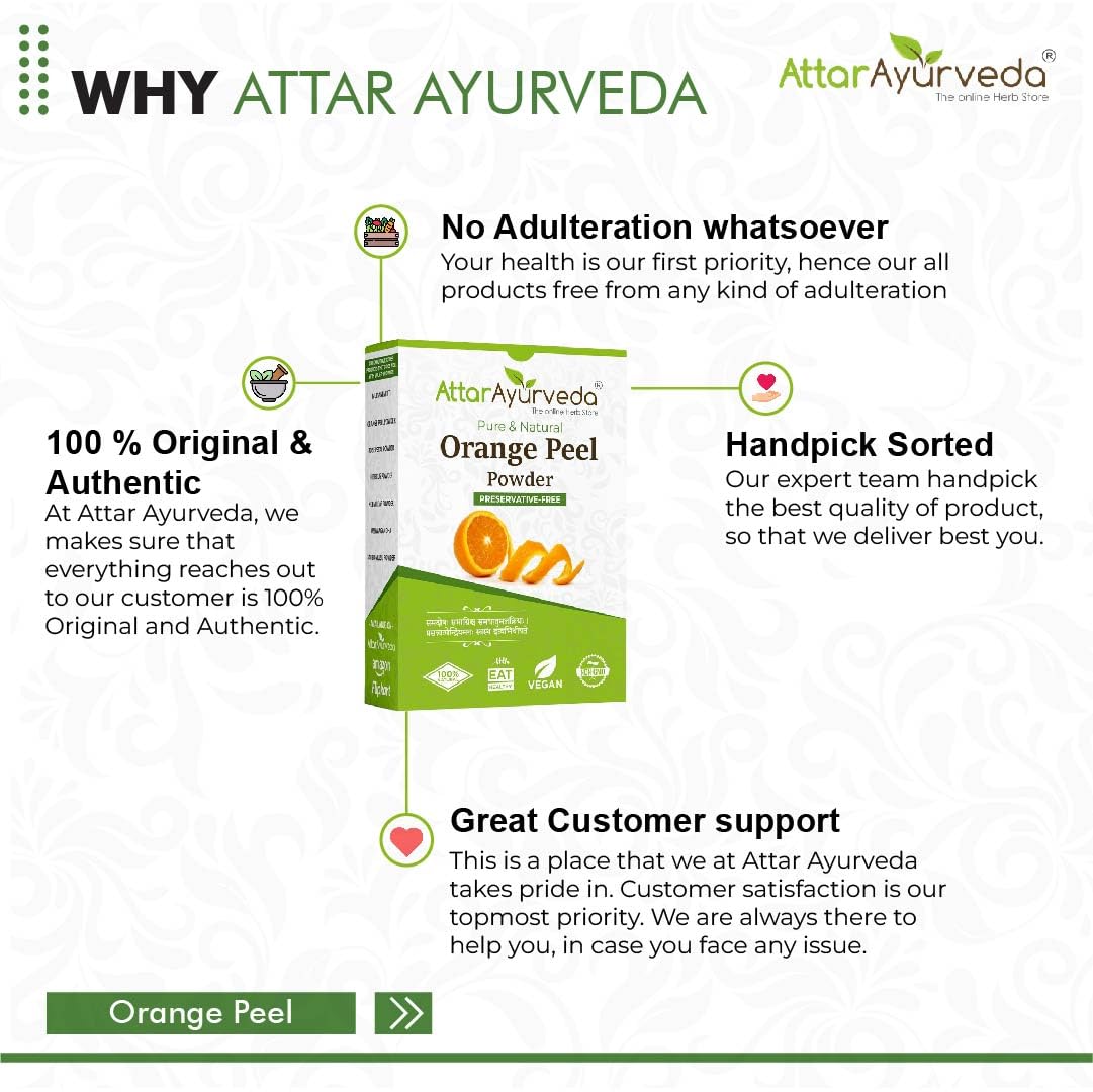Attar Ayurveda Orange Peel Powder For Face Skin Whitening (200 Grams) – view 7