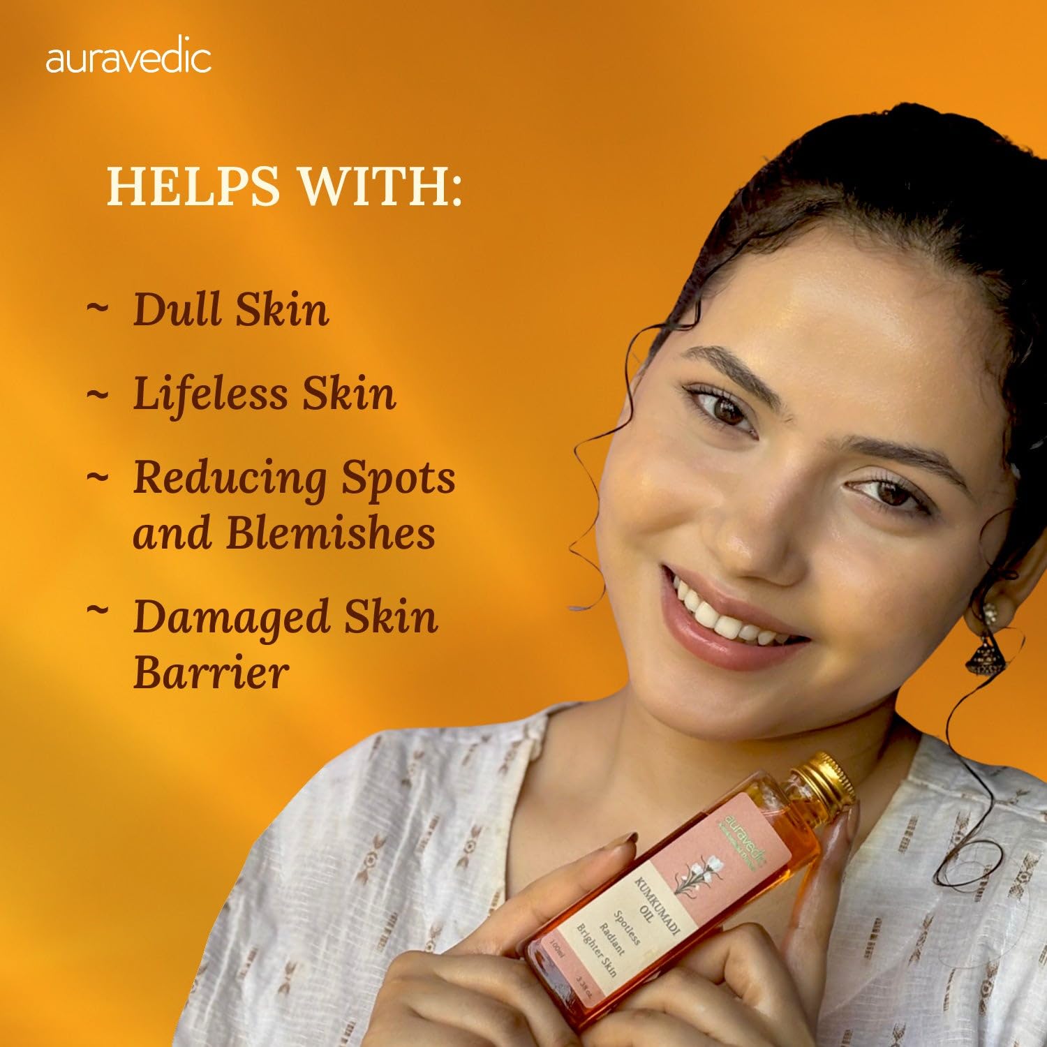 Auravedic Kumkumadi Oil For Face 100 Ml, Kumkumadi Tailam Face Oil For Glowing Skin, Dark Spot Corrector Face Serum – view 5