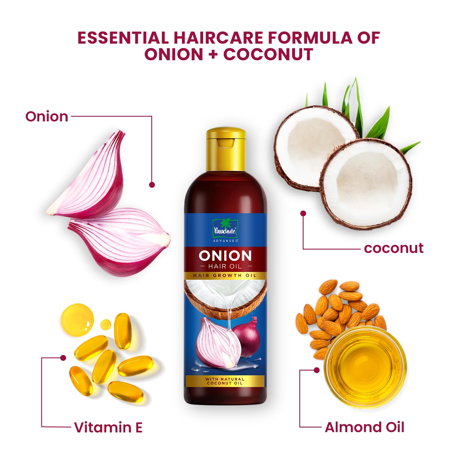 Parachute Advansed Onion Hair Oil for Hair Growth and Hair Fall Control with Natural Coconut Oil & Vitamin E - 200ml – view 3